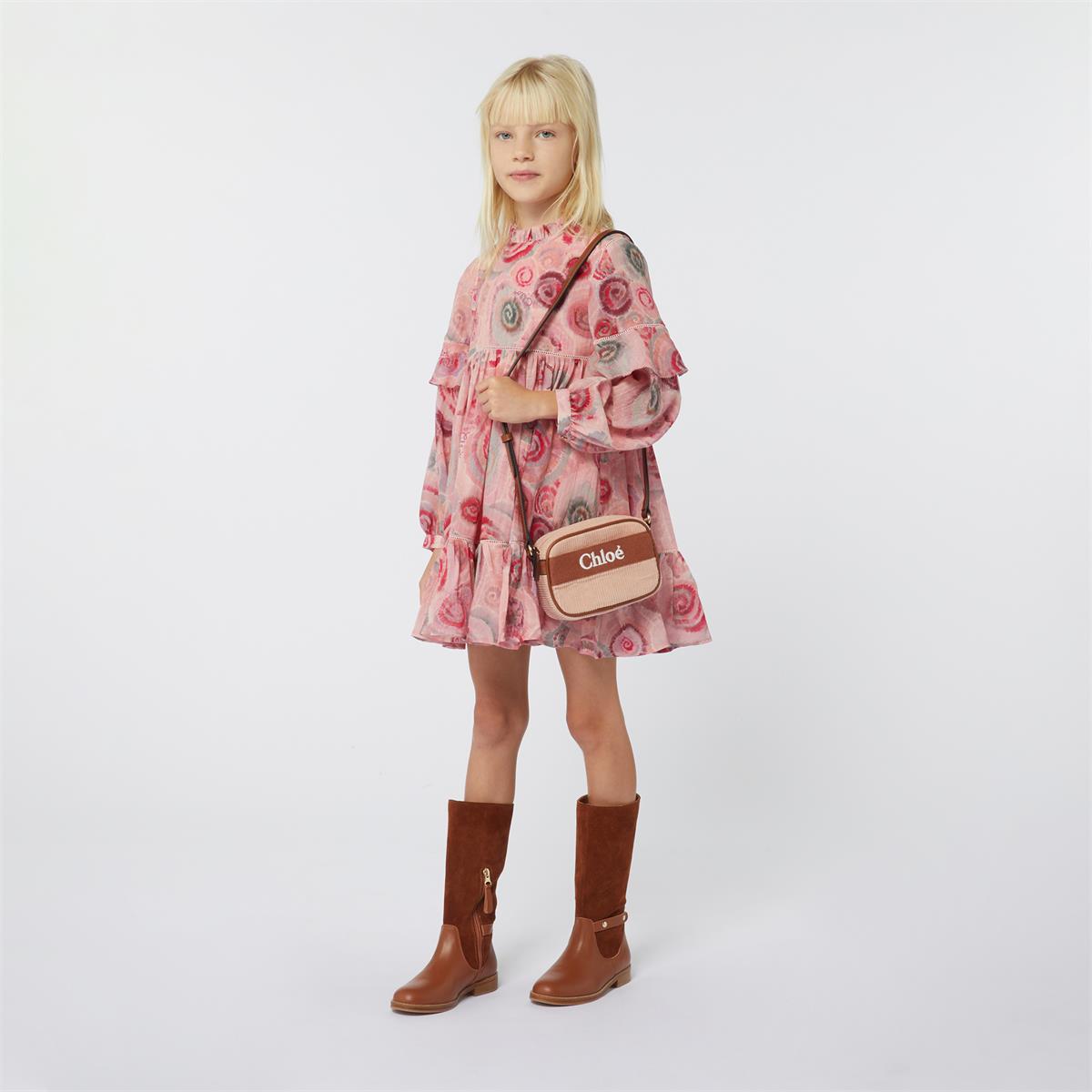 Girls Pink Flower Wool Dress