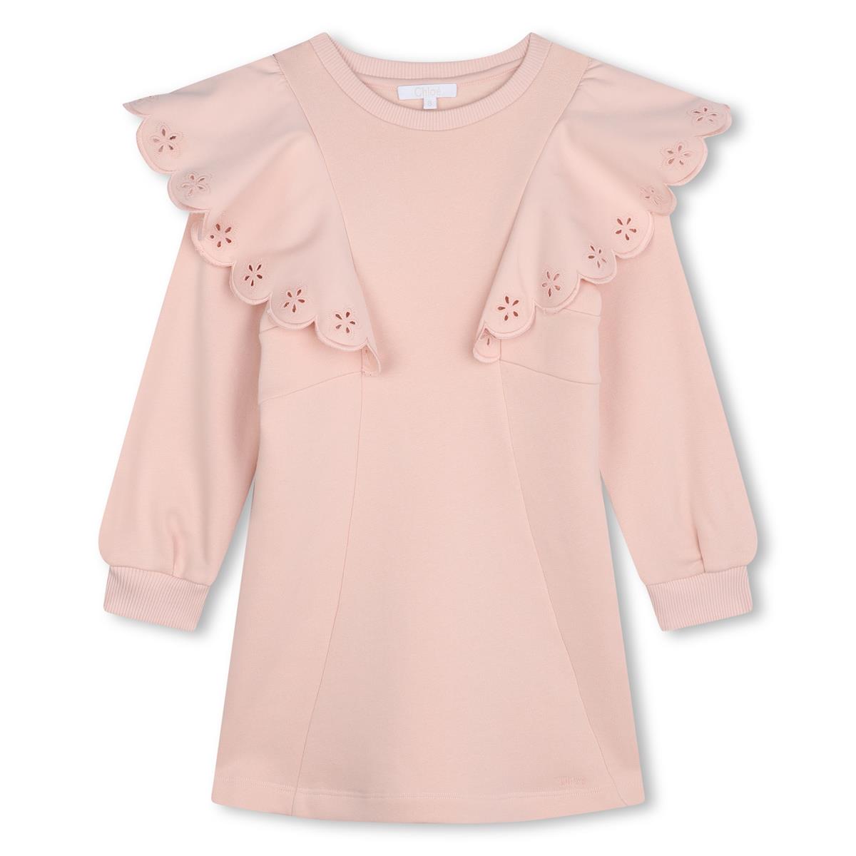 Girls Pink Ruffled Cotton Dress