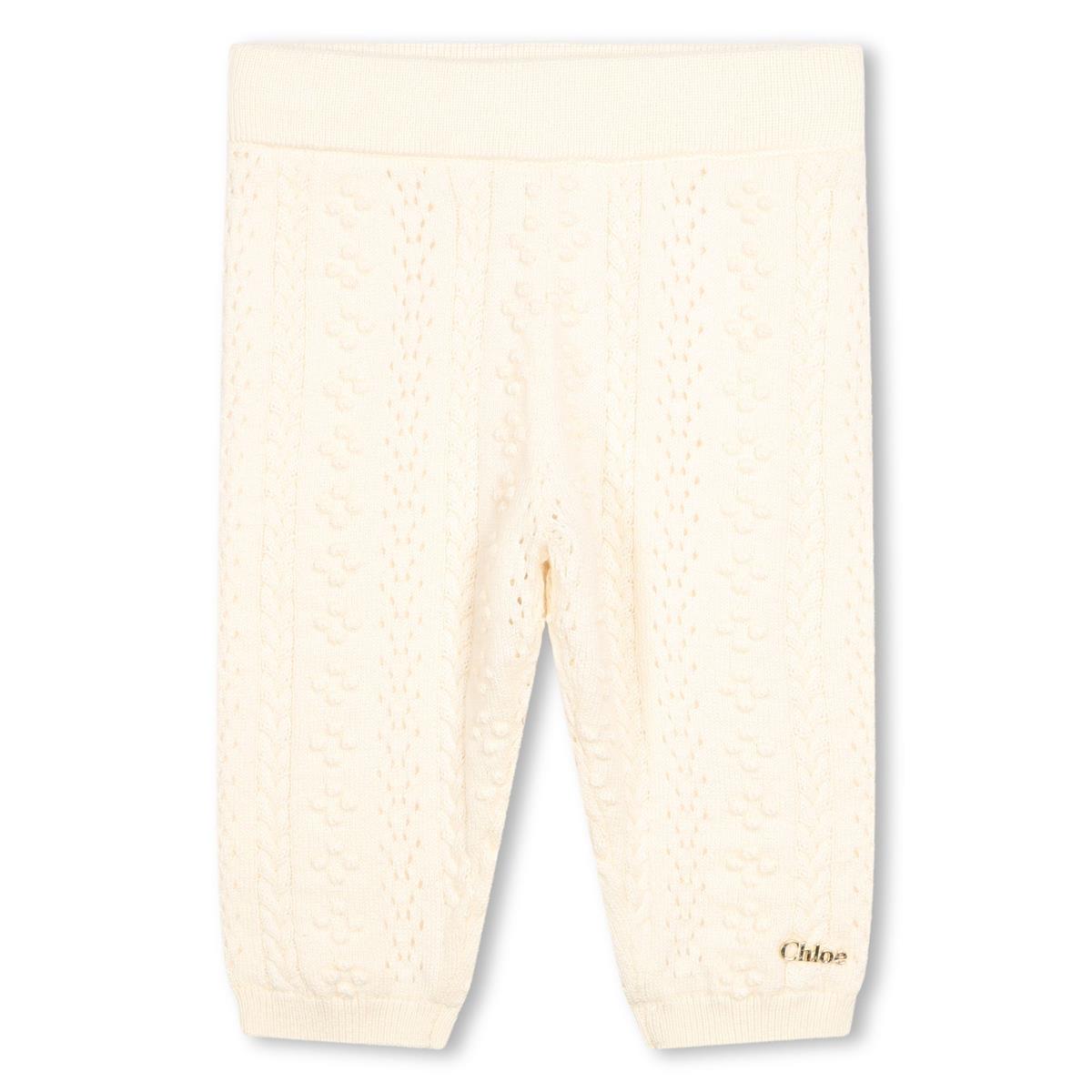 Baby Girls Beige Knit Trousers