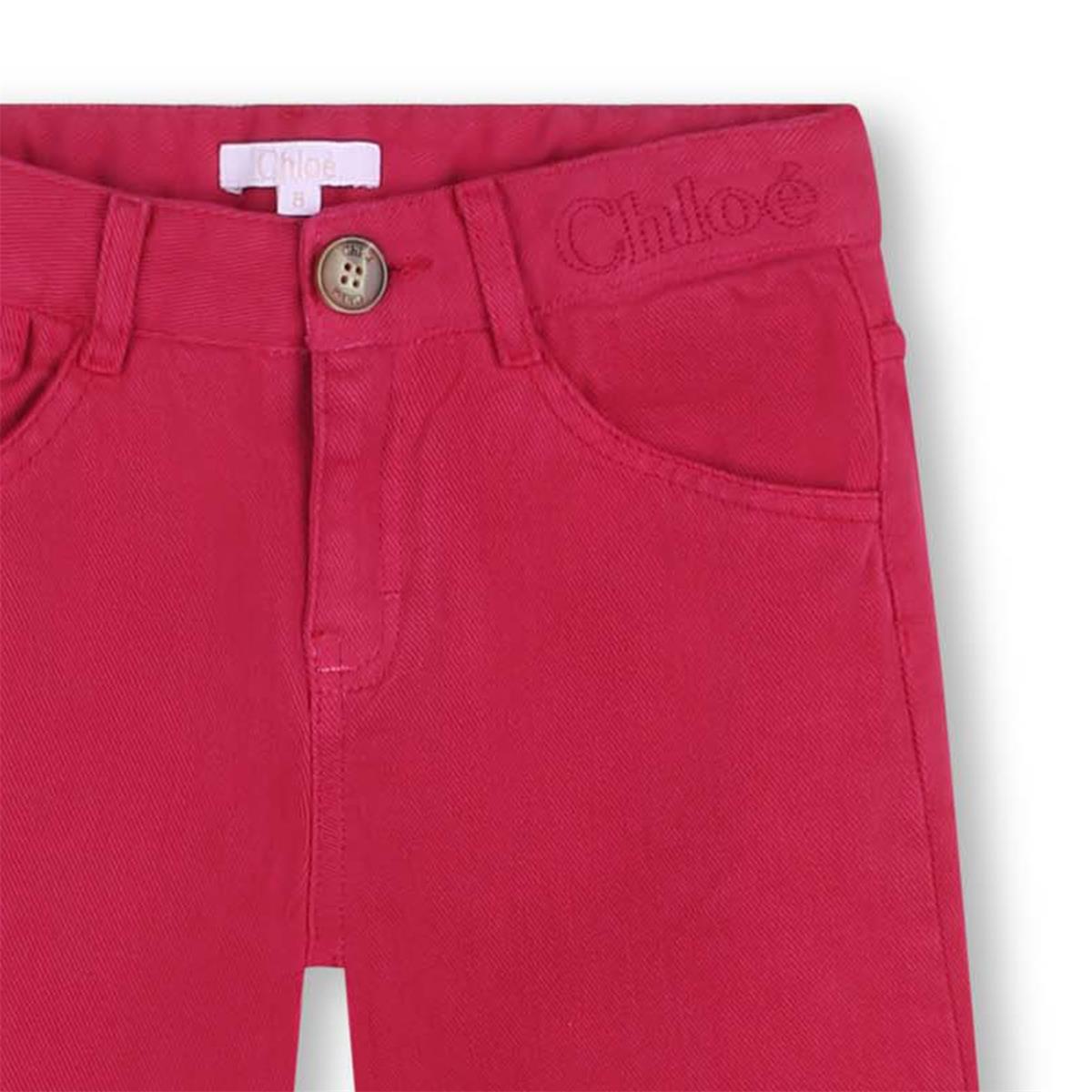 Girls Fuchsia Cotton Trousers