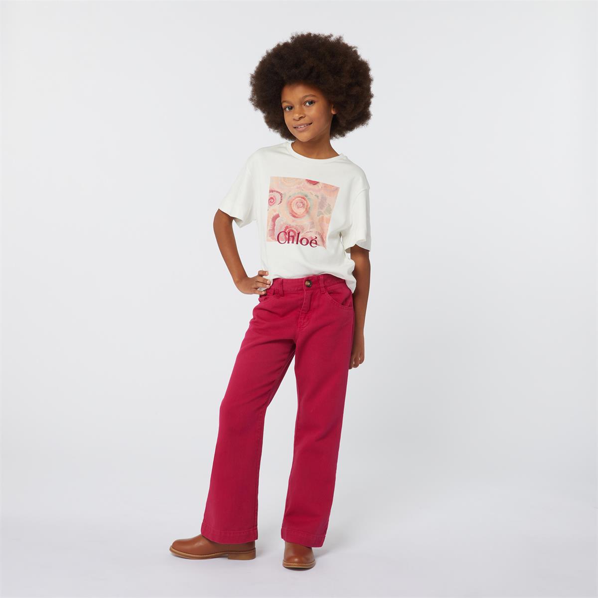 Girls Fuchsia Cotton Trousers