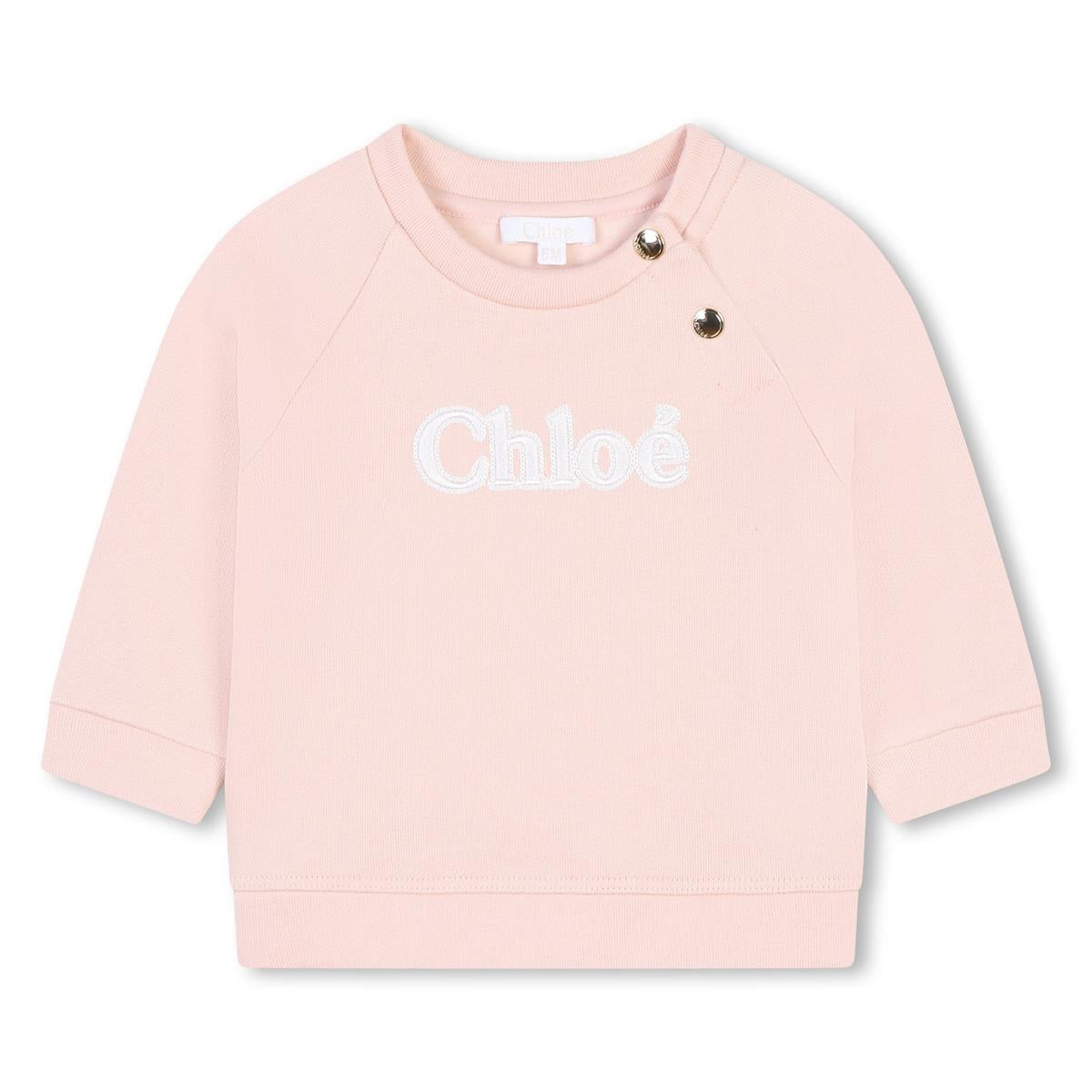 Baby Girls Pink Logo Cotton Sweatshirt