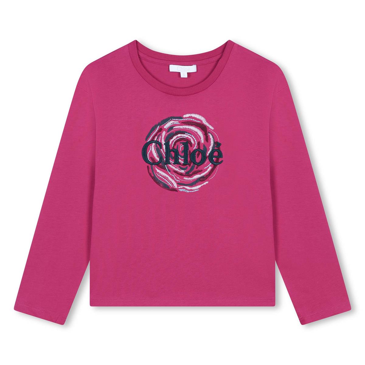 Girls Fuchsia Logo Cotton T-Shirt