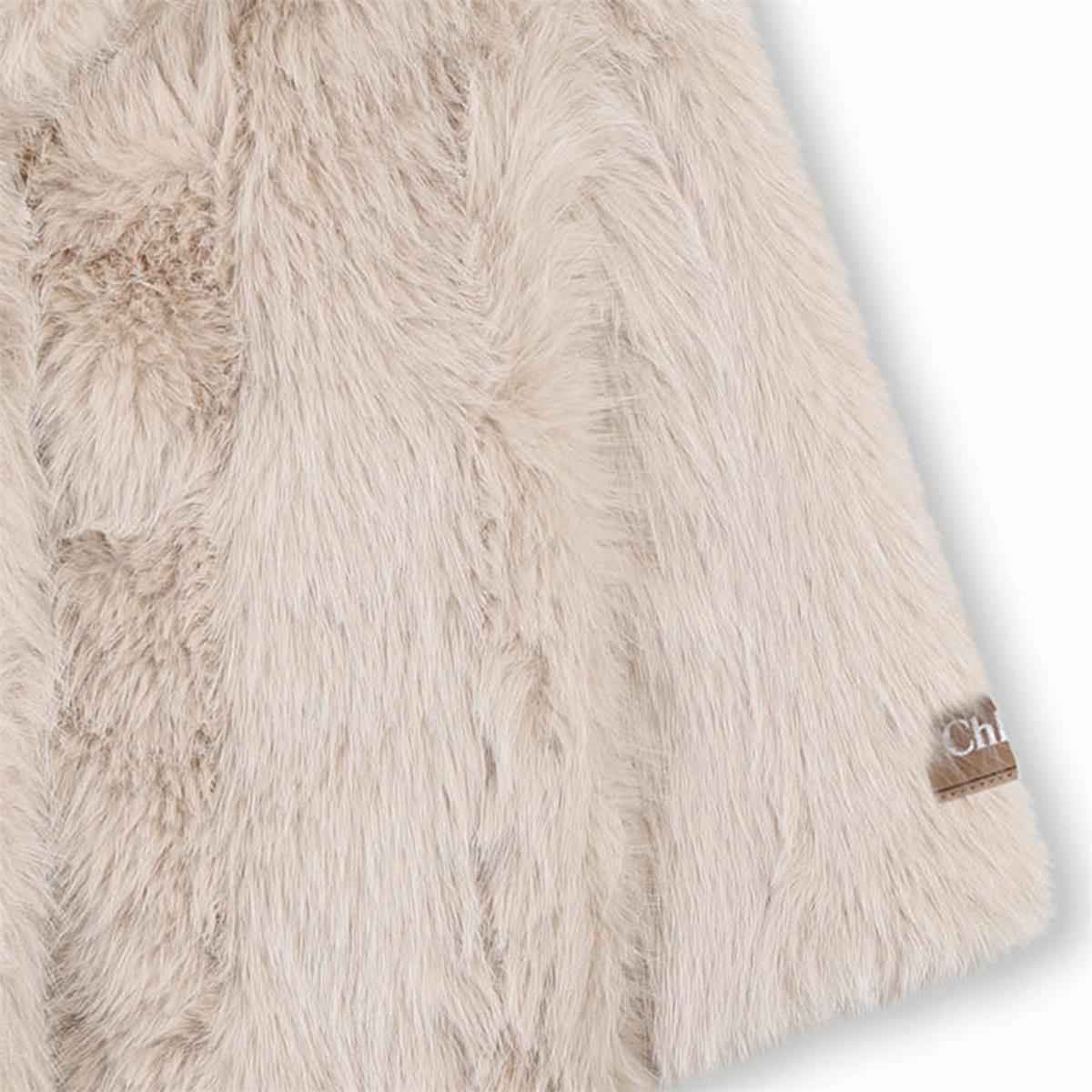 Girls Beige Fur Coat