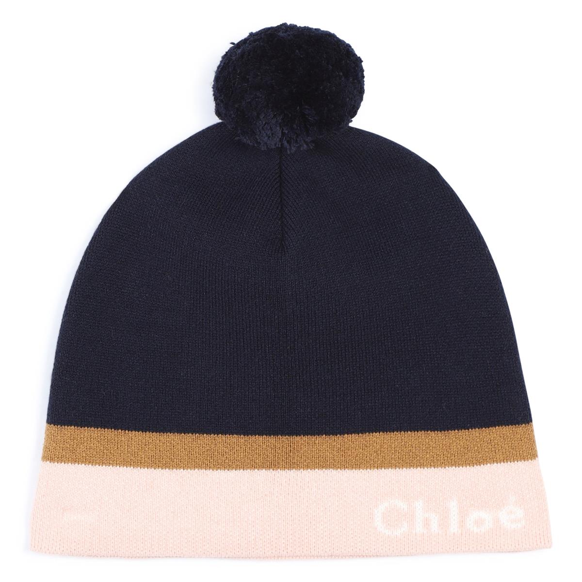 Girls Dark Blue Logo Cotton Hat