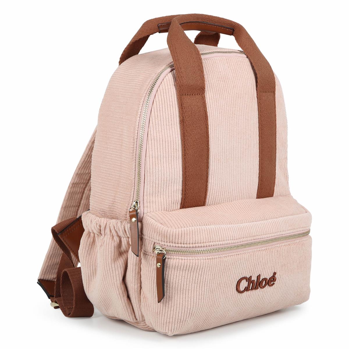 Girls Pink Corduroy Backpack(36x28x12cm)