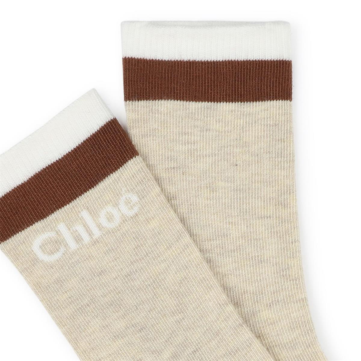 Girls Beige Cotton Socks