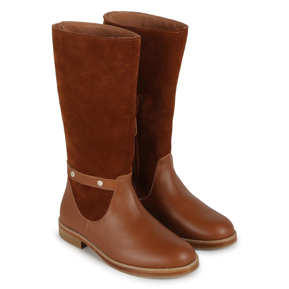 Girls Brown Long Boots