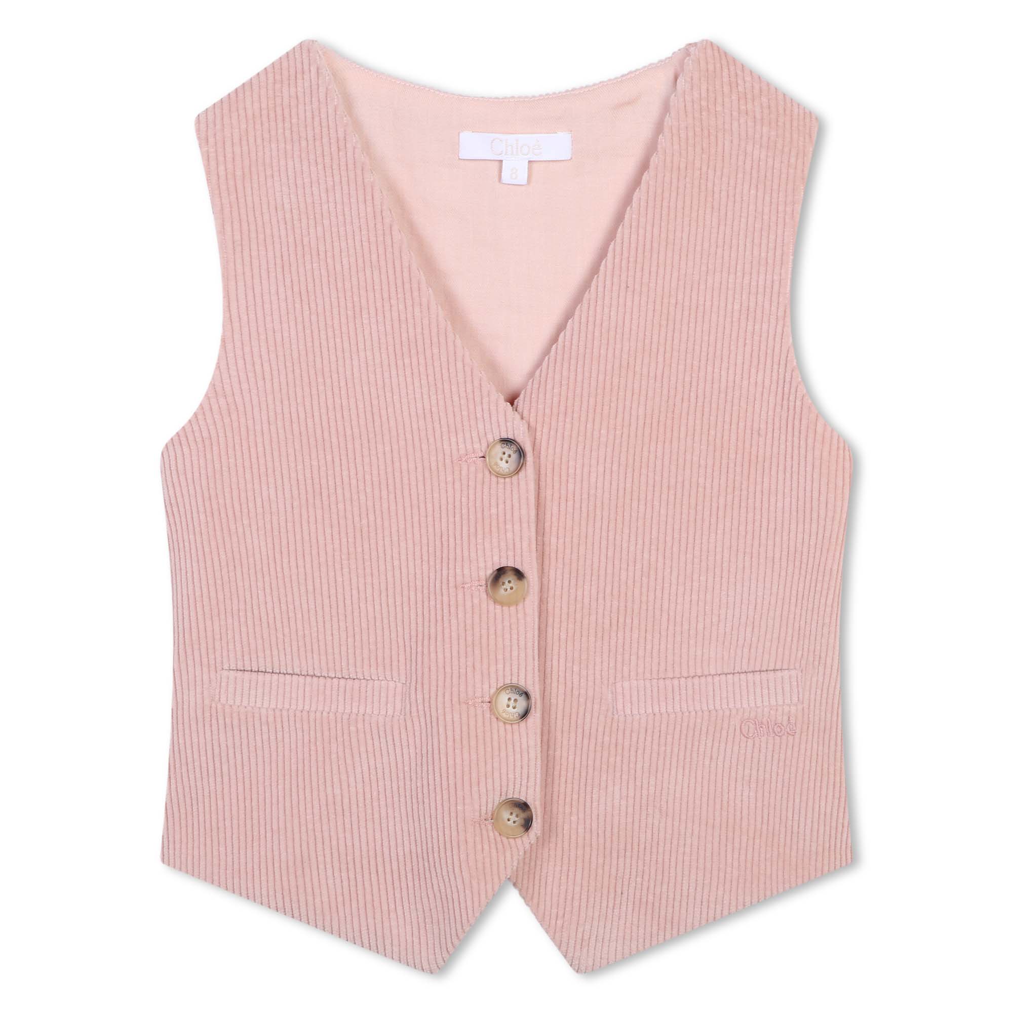 Girls Pink Corduroy Gilet