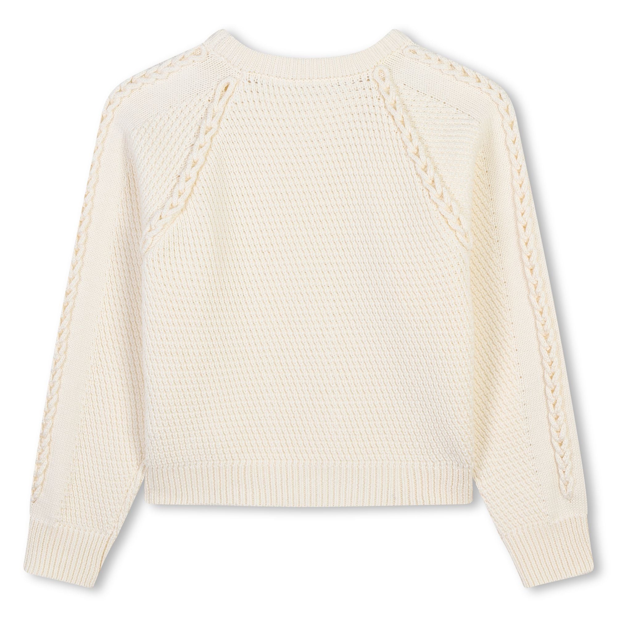 Girls White Cotton Knit Sweater