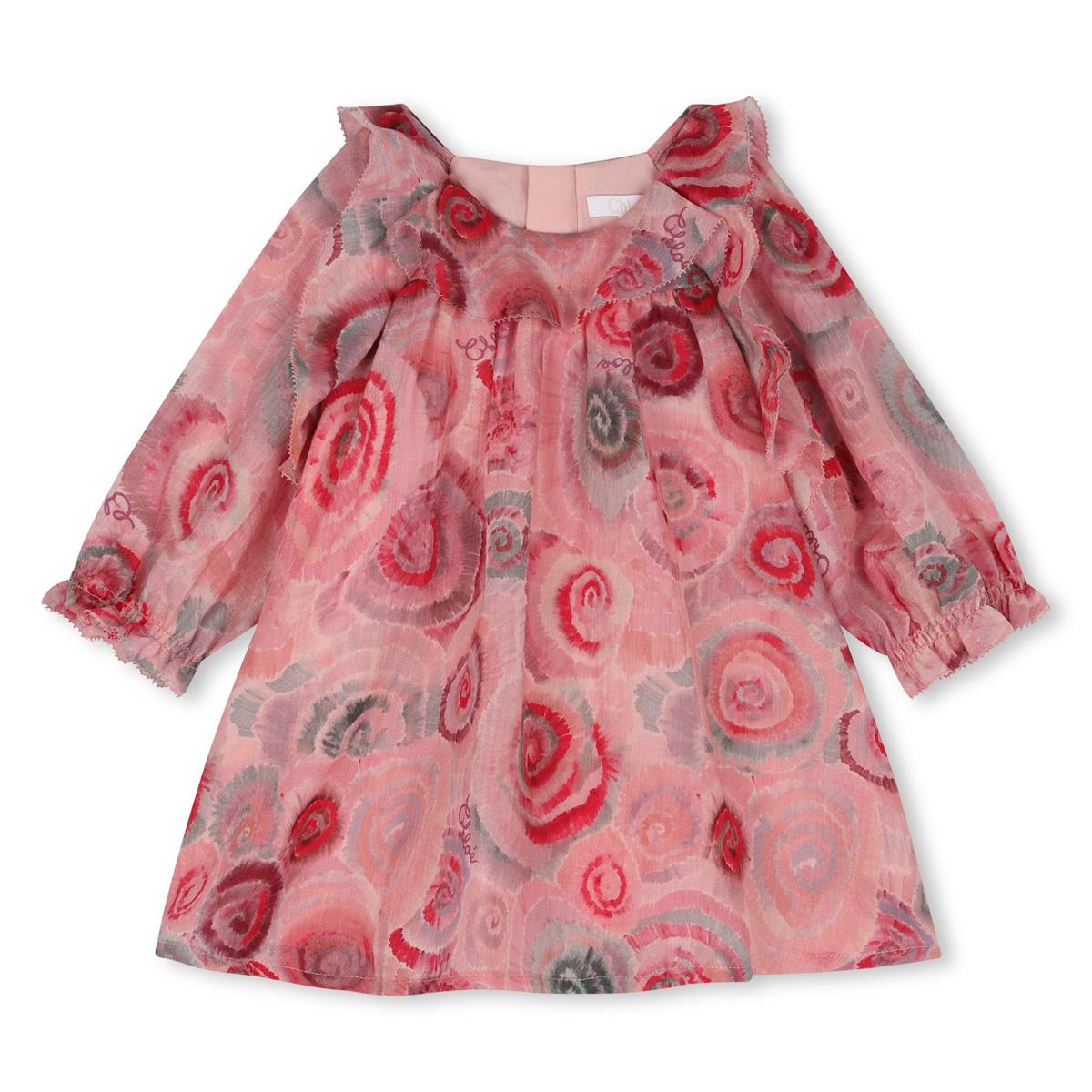 Baby Girls Pink Flower Wool Dress