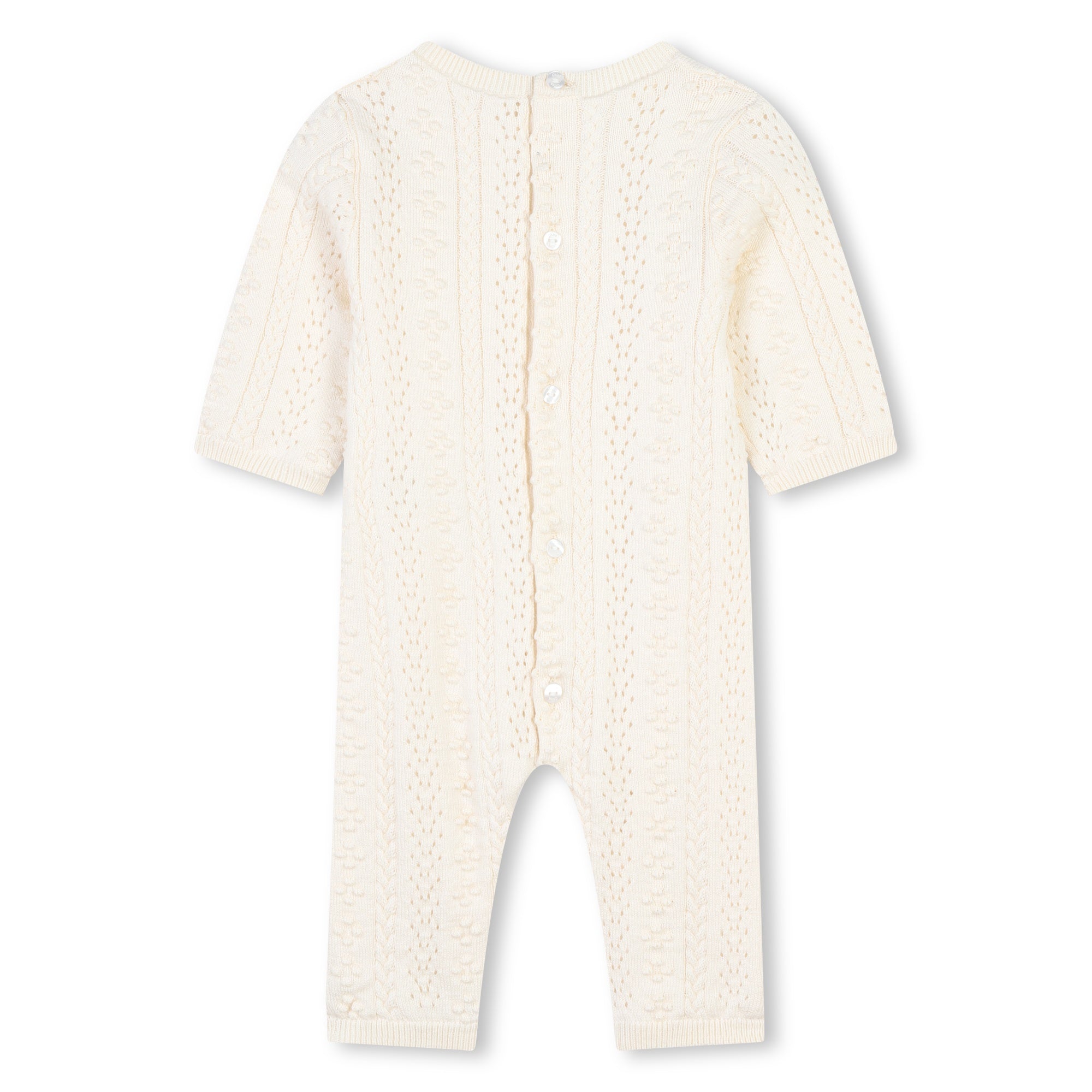 Baby Girls Beige Cotton Babysuit Set