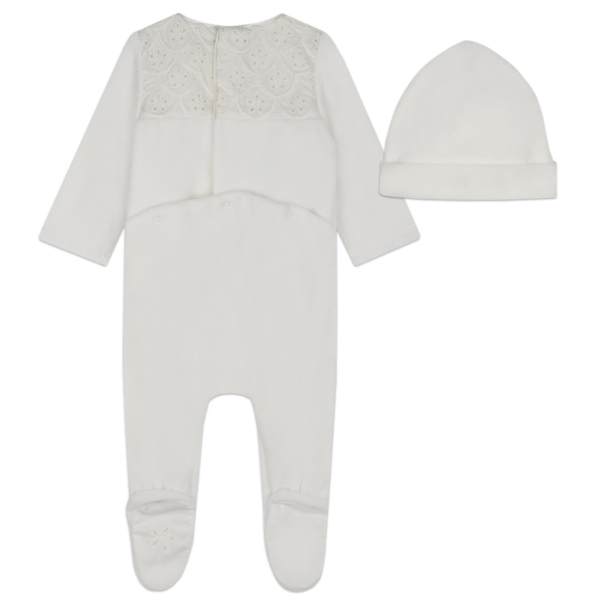 Baby Girls White Cotton Babysuit Set