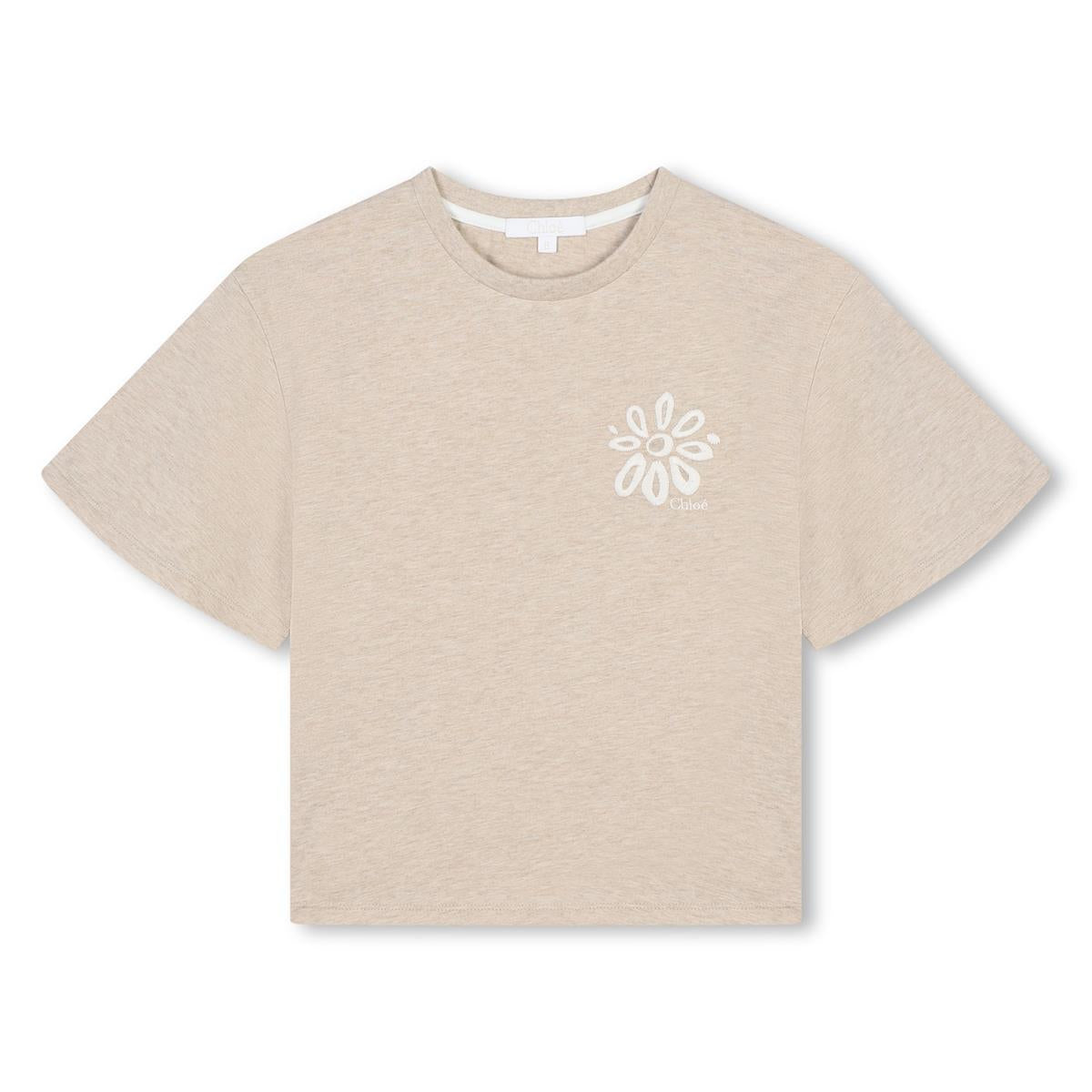 Girls Beige Cotton T-Shirt