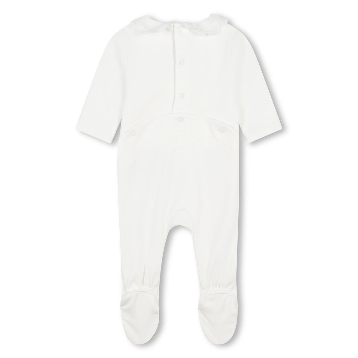 Baby Girls White Cotton Babysuit Set