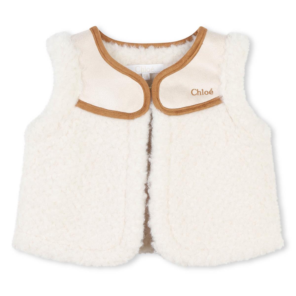 Baby Girls Beige Sherpa Gilet