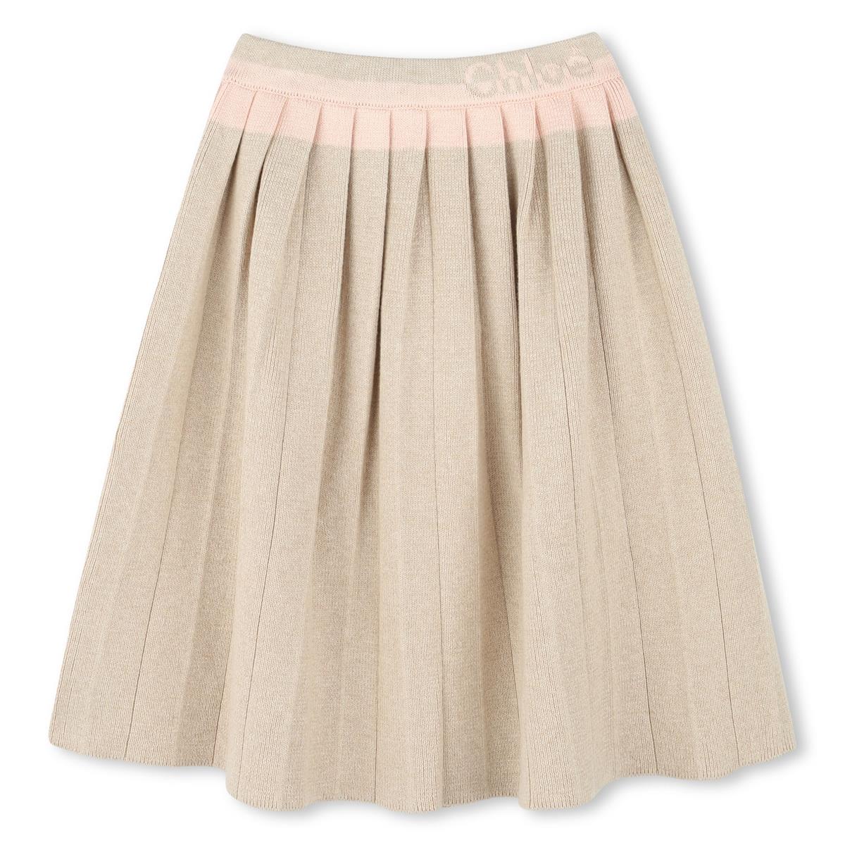 Girls Beige Cotton Skirt