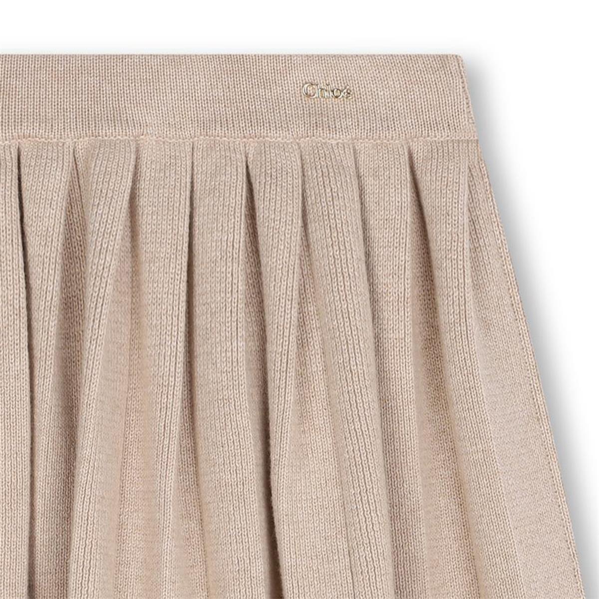 Girls Beige Cotton Skirt