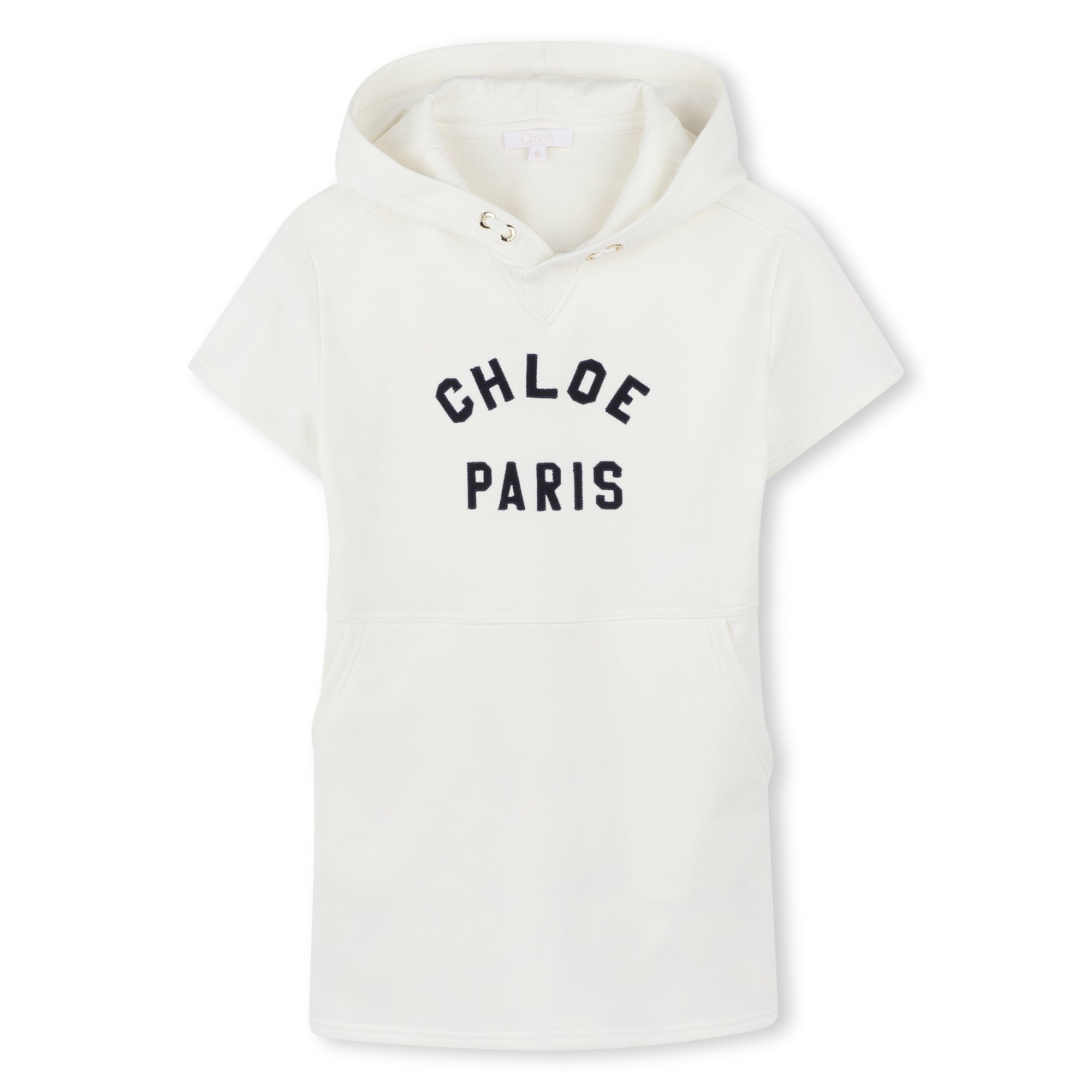 Girls White Logo Hooded Cotton Dress