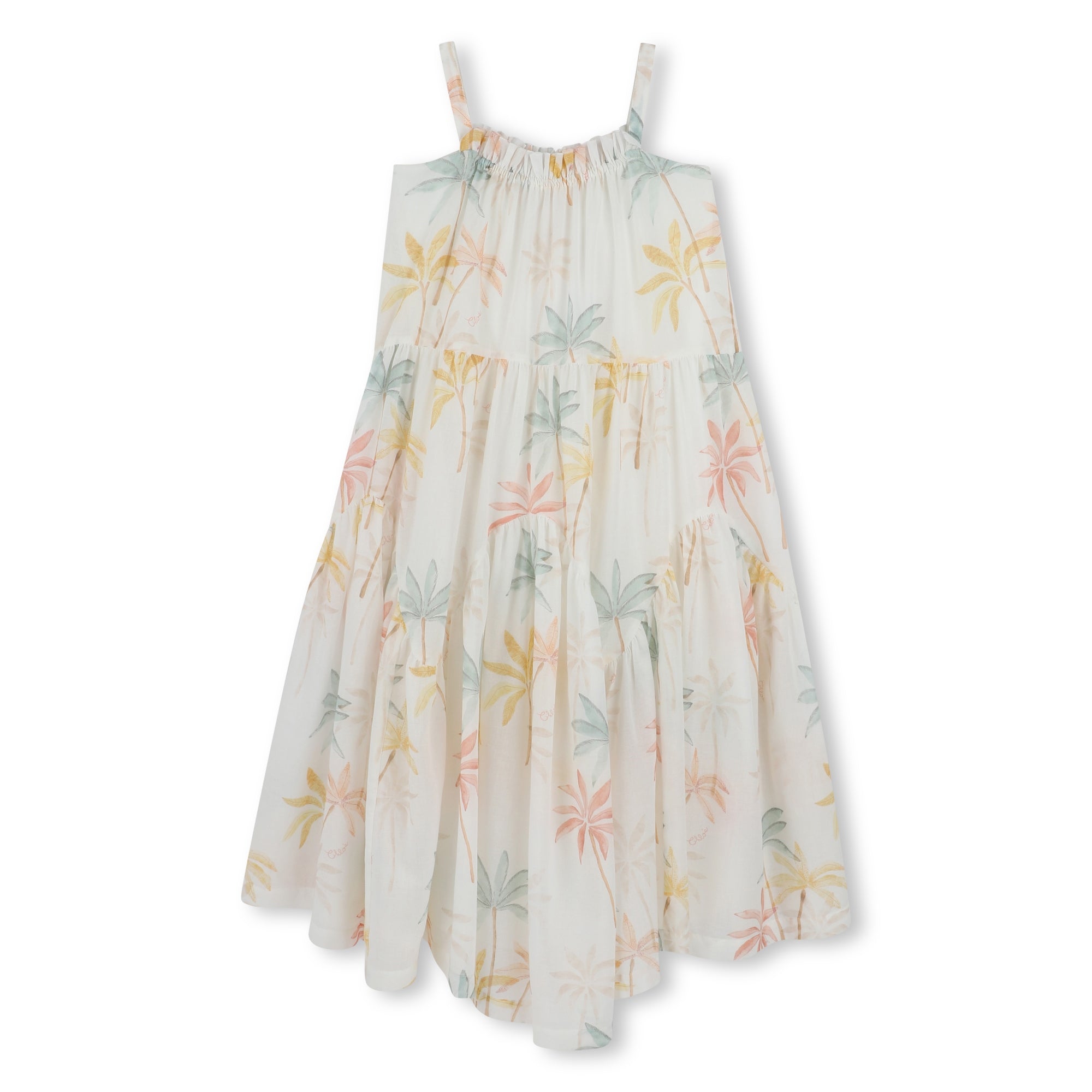 Girls White Floral Cotton Dresses