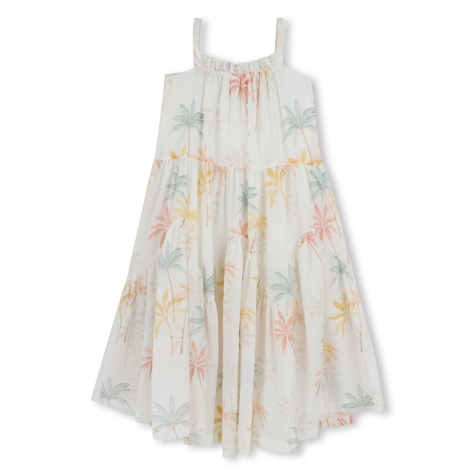 Girls White Floral Cotton Dresses