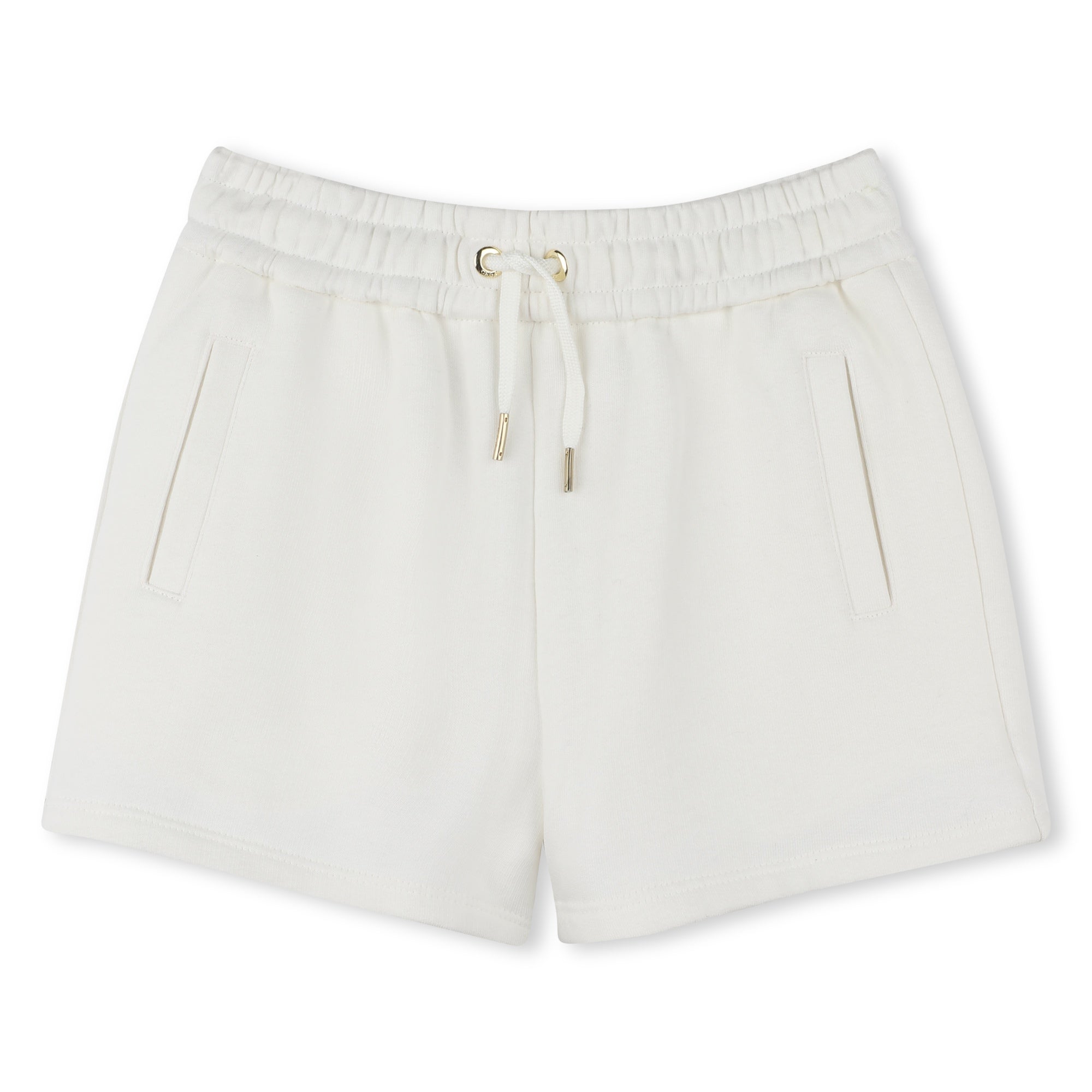 Girls White Cotton Shorts