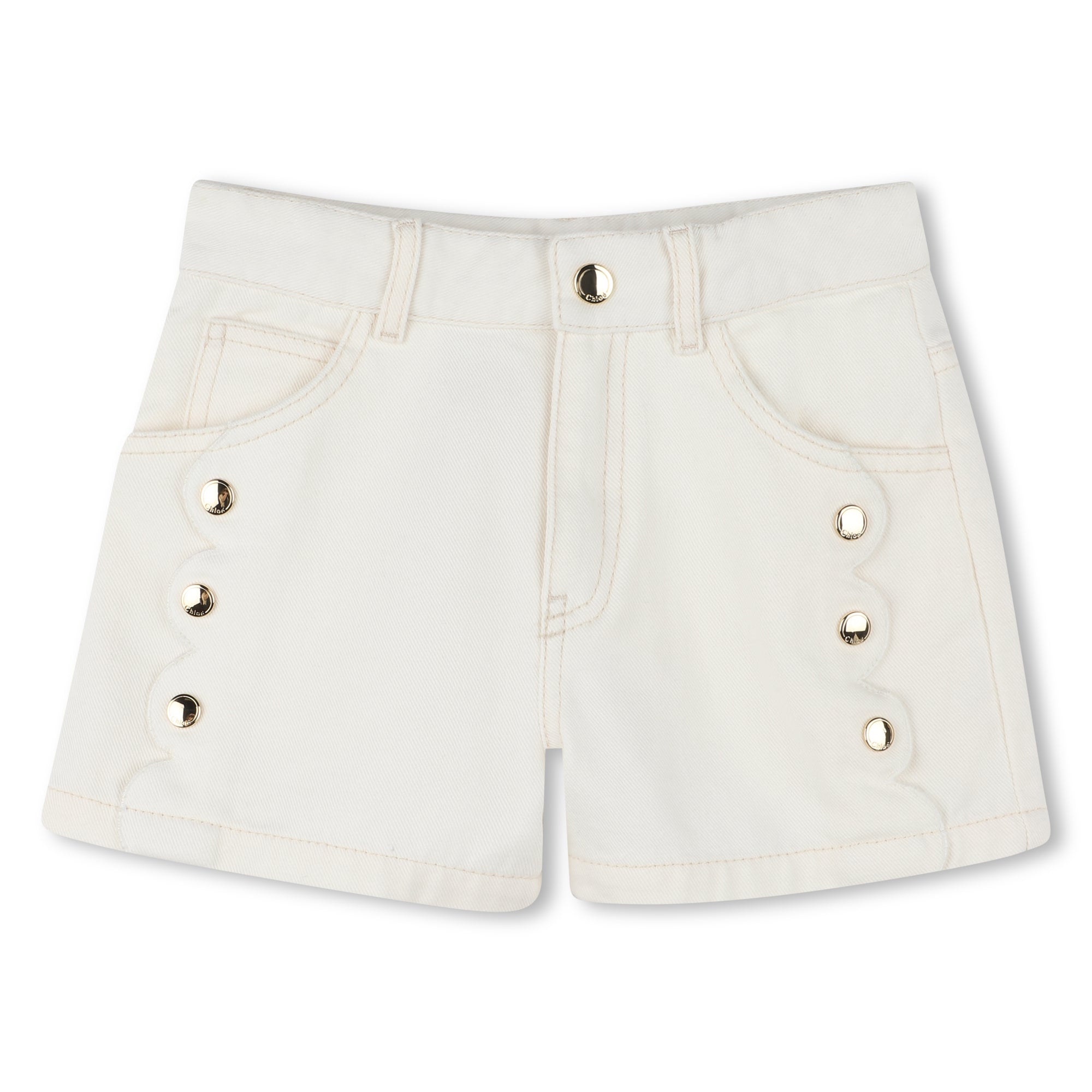 Girls White Denim Shorts