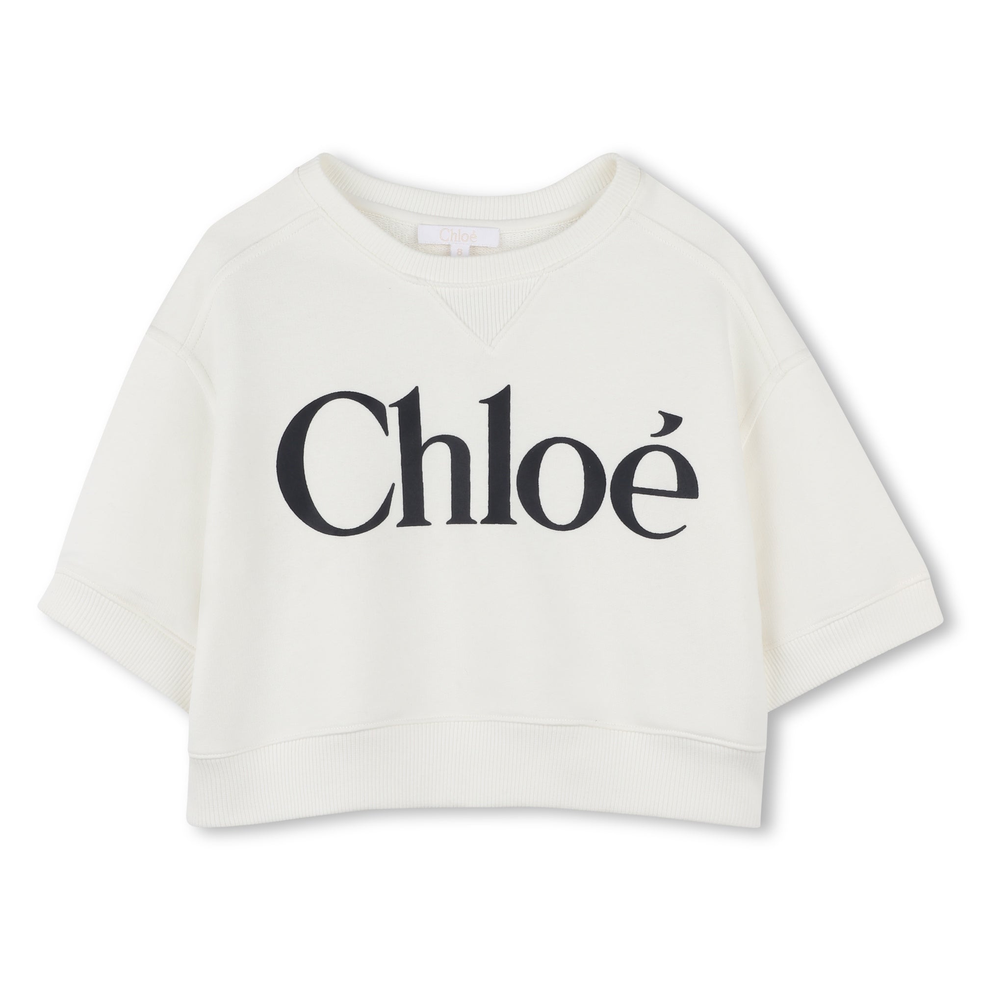 Girls White Logo Cotton Sweatshirt