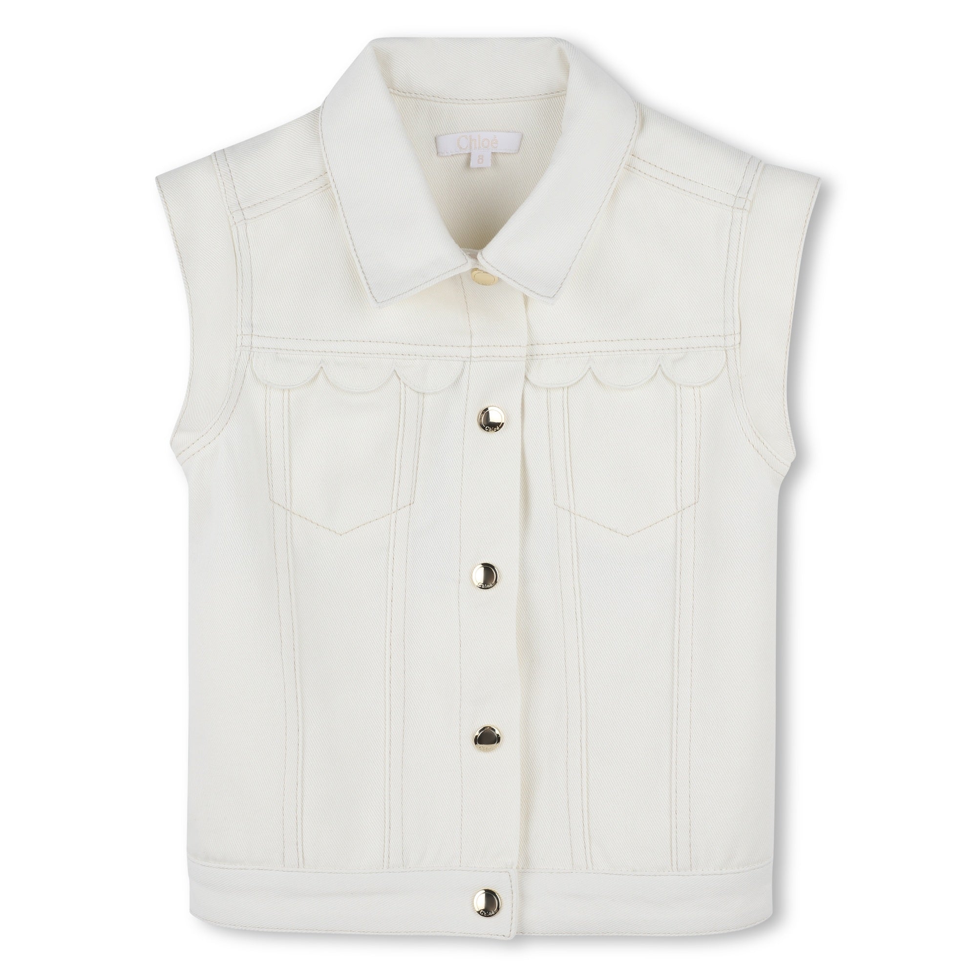 Girls White Denim Gilet