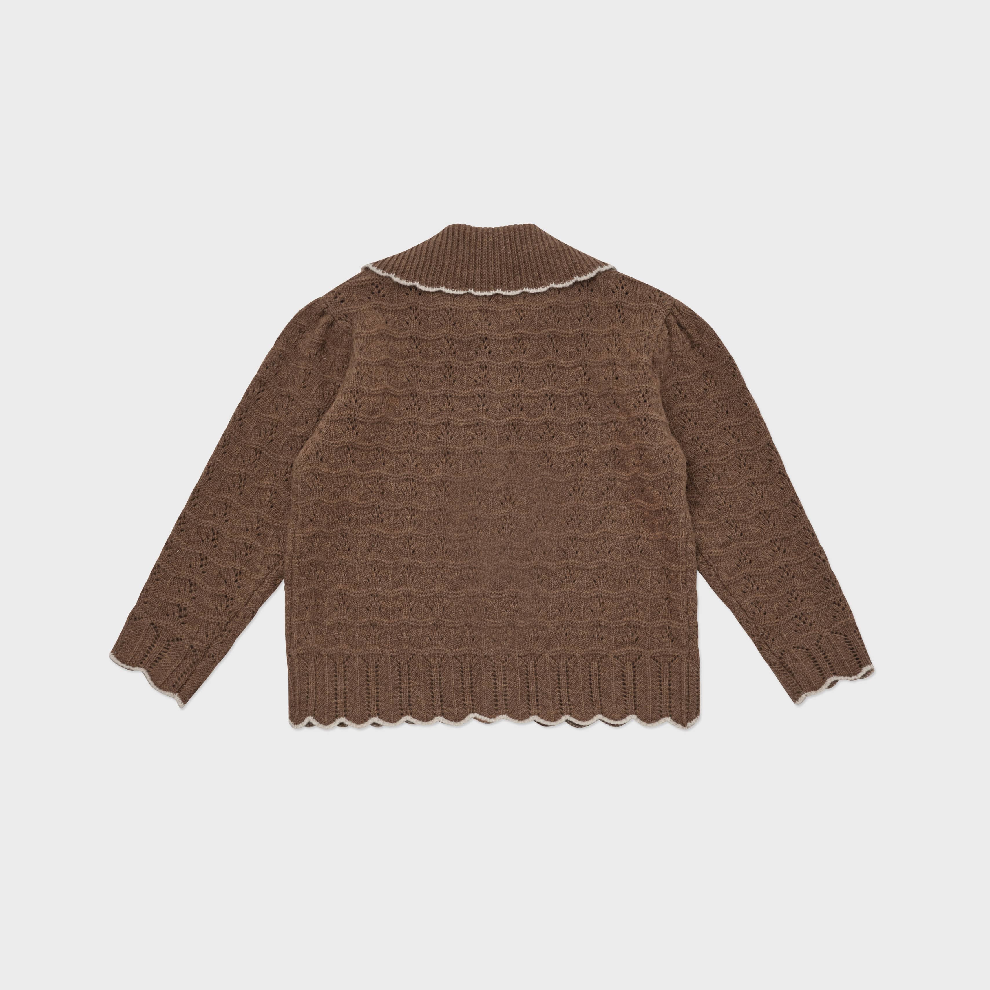 Girls Brown Wool Cardigan