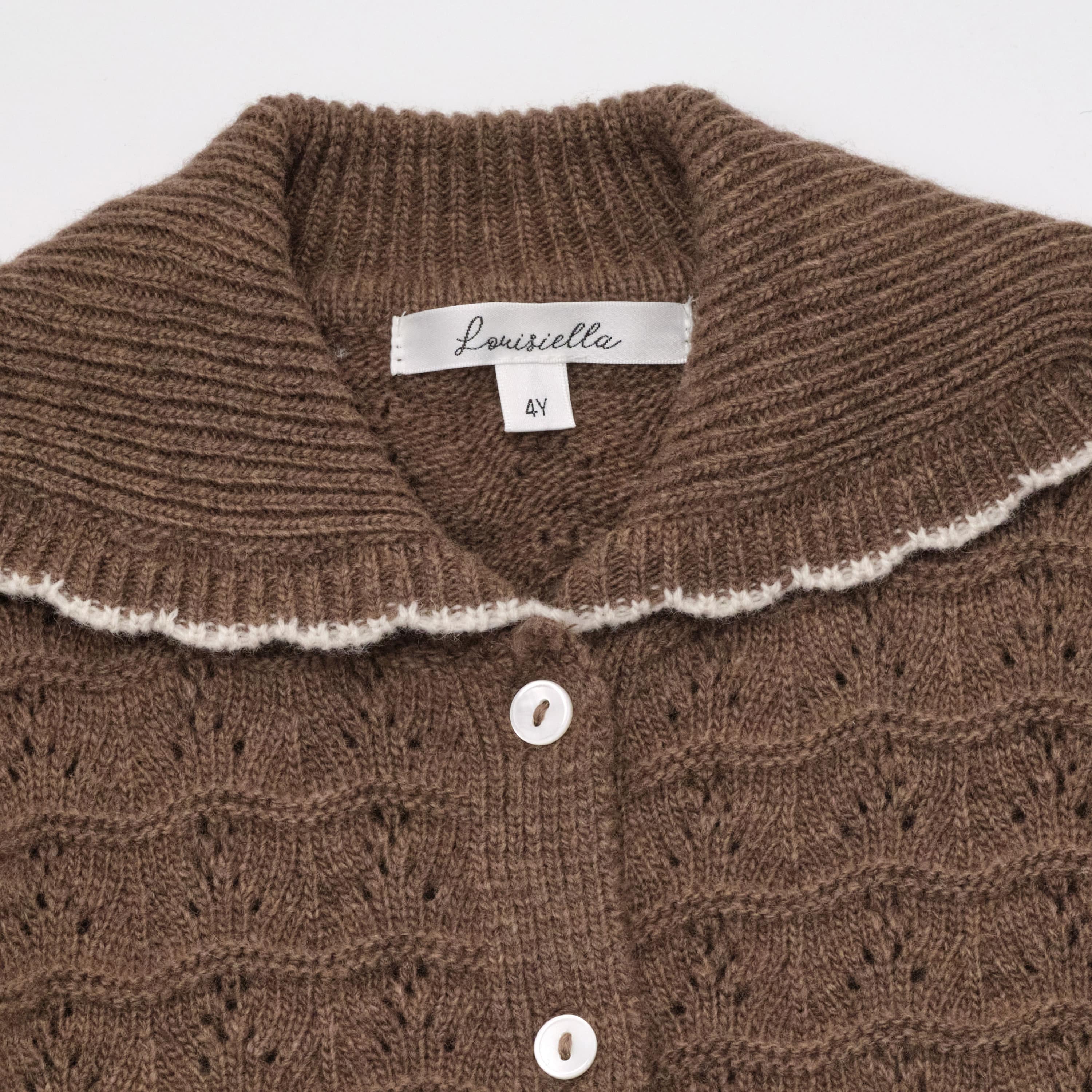 Girls Brown Wool Cardigan