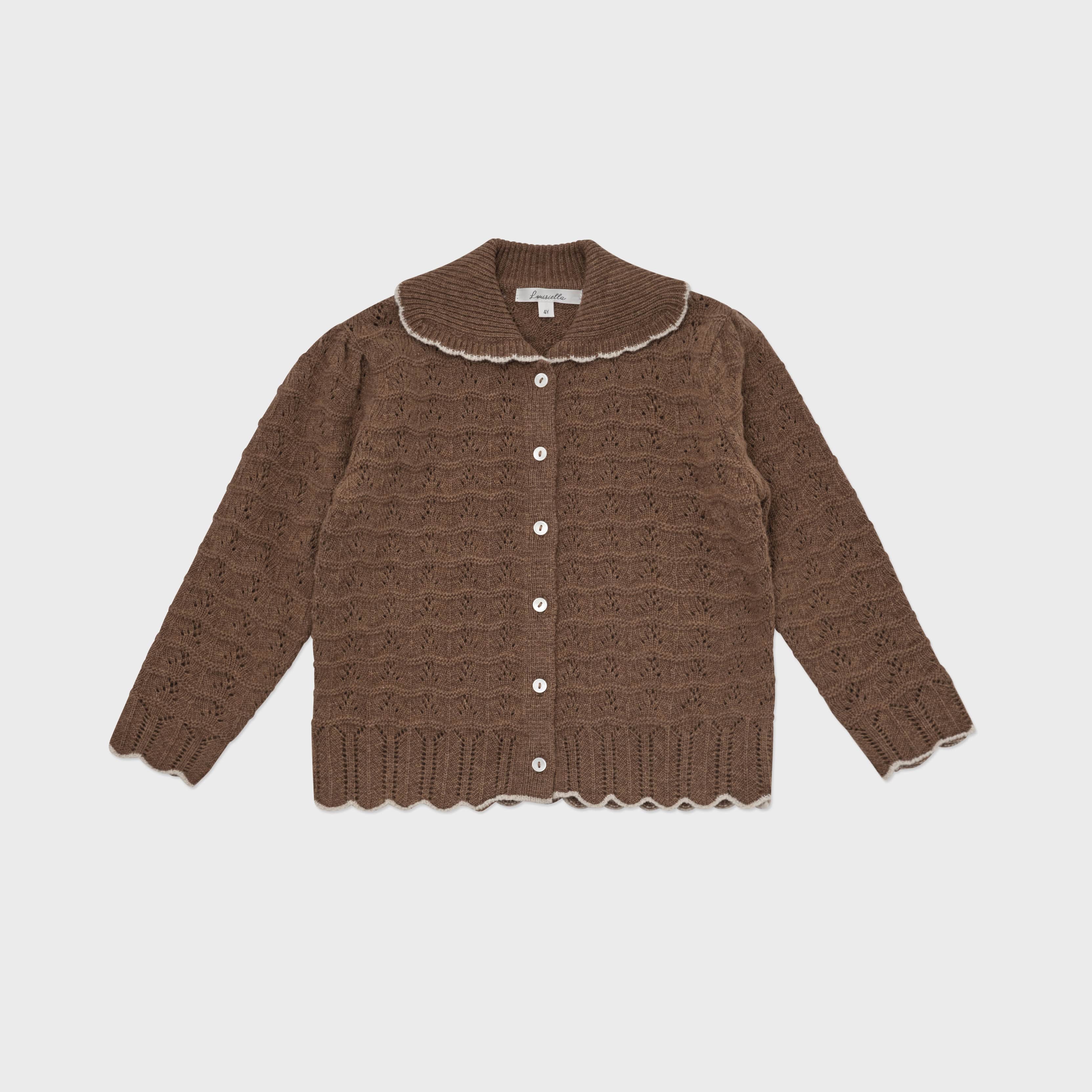 Girls Brown Wool Cardigan