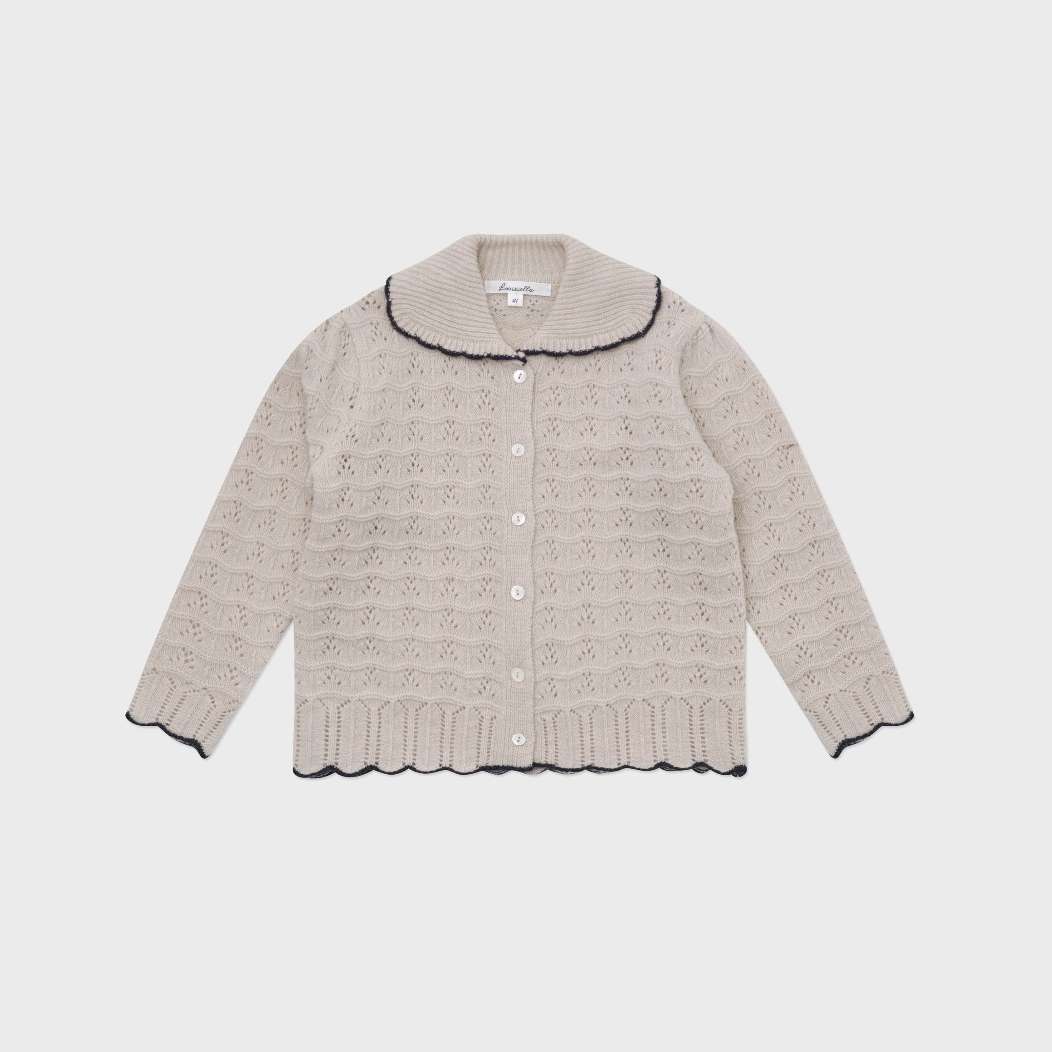 Girls Beige Wool Cardigan