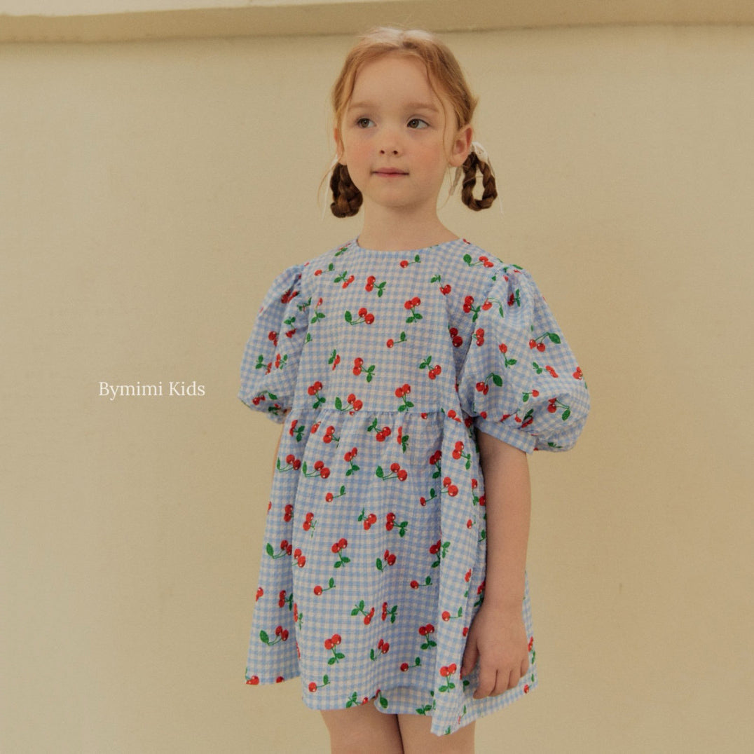 Girls Blue Cherry Cotton Set