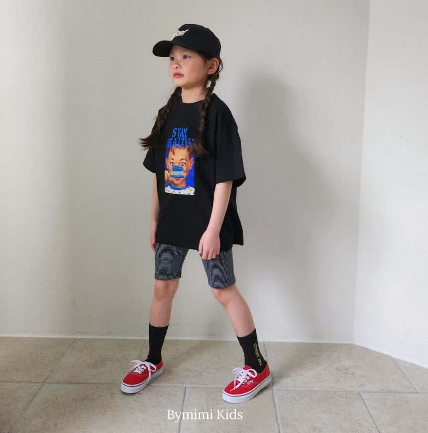 Boys & Girls Black Printed Cotton T-Shirt