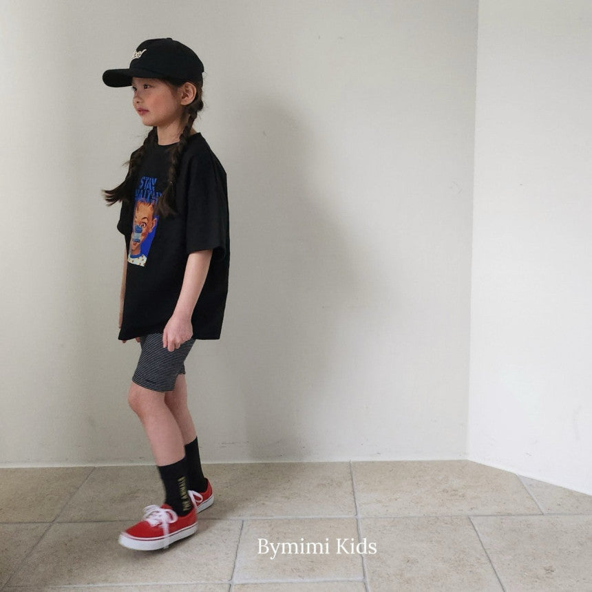 Boys & Girls Black Printed Cotton T-Shirt