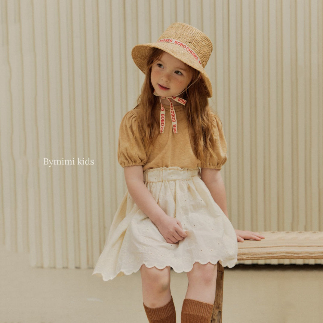 Girls Beige Cotton T-Shirt