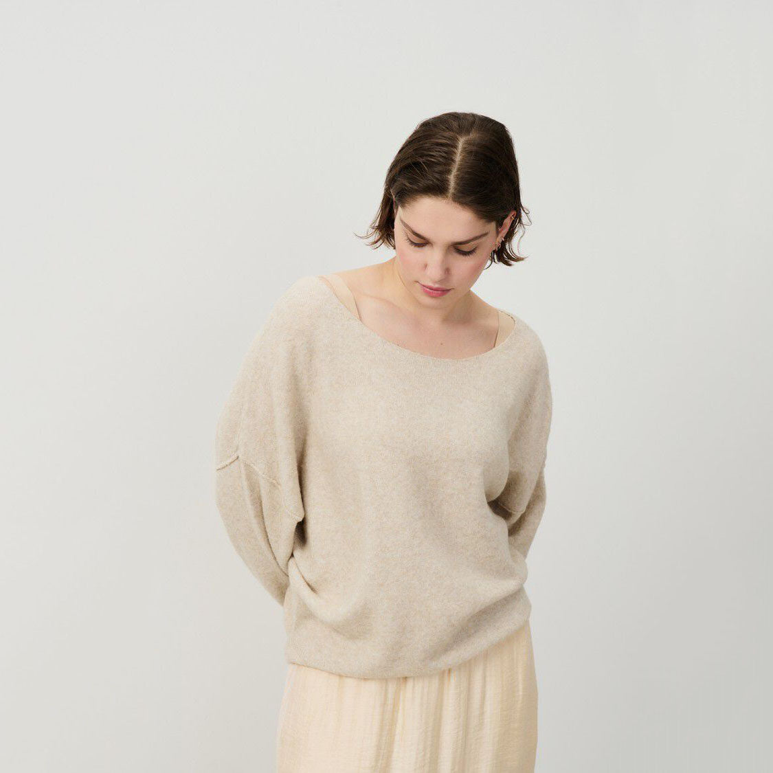 Women Beige Knit Sweater