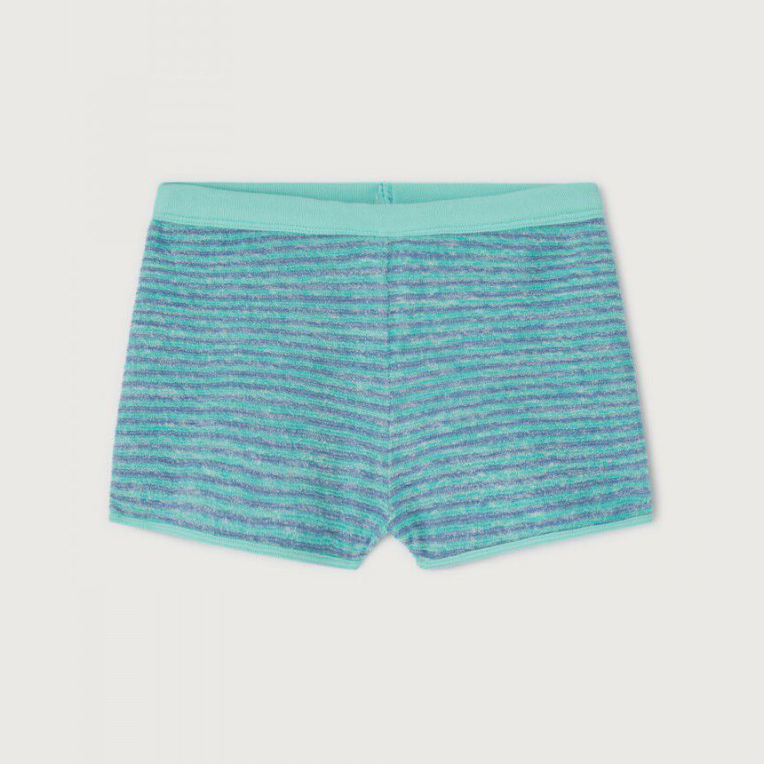 Women Blue Stripes Cotton Shorts