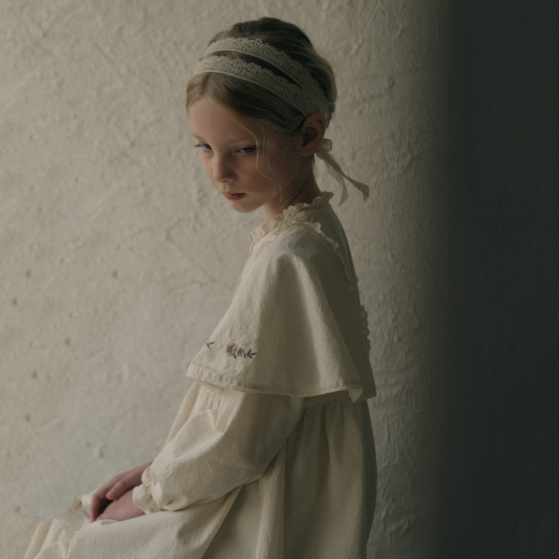 Girls White Embroidered Cotton Dress