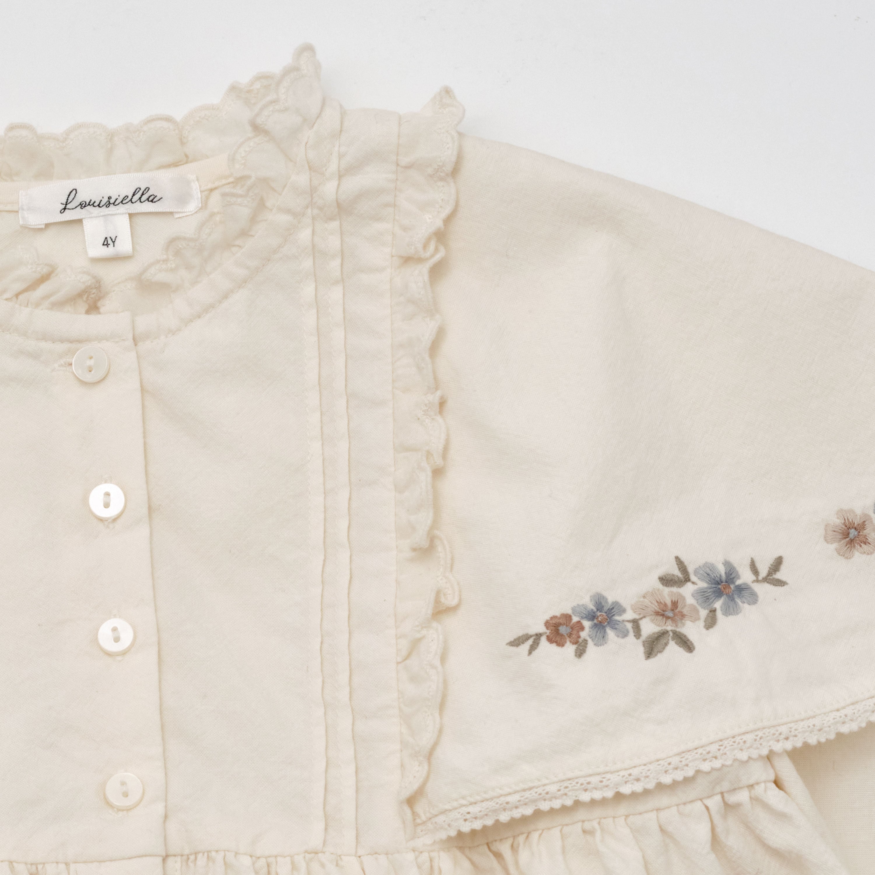 Girls White Embroidered Cotton Dress