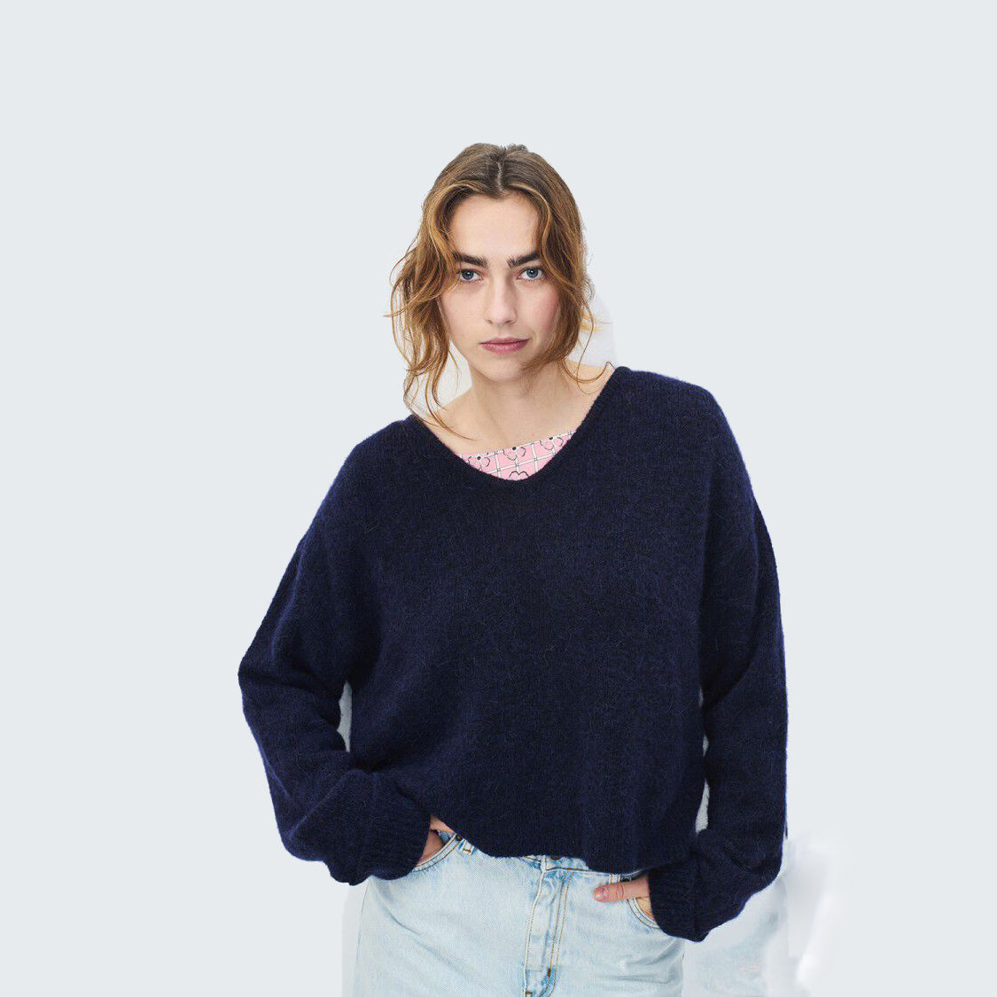 Women Blue Knitted Sweater