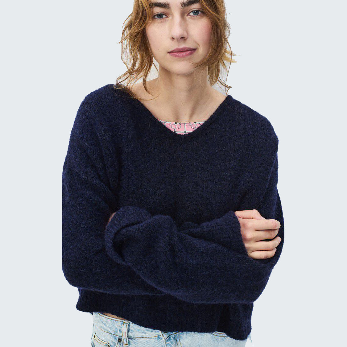 Women Blue Knitted Sweater