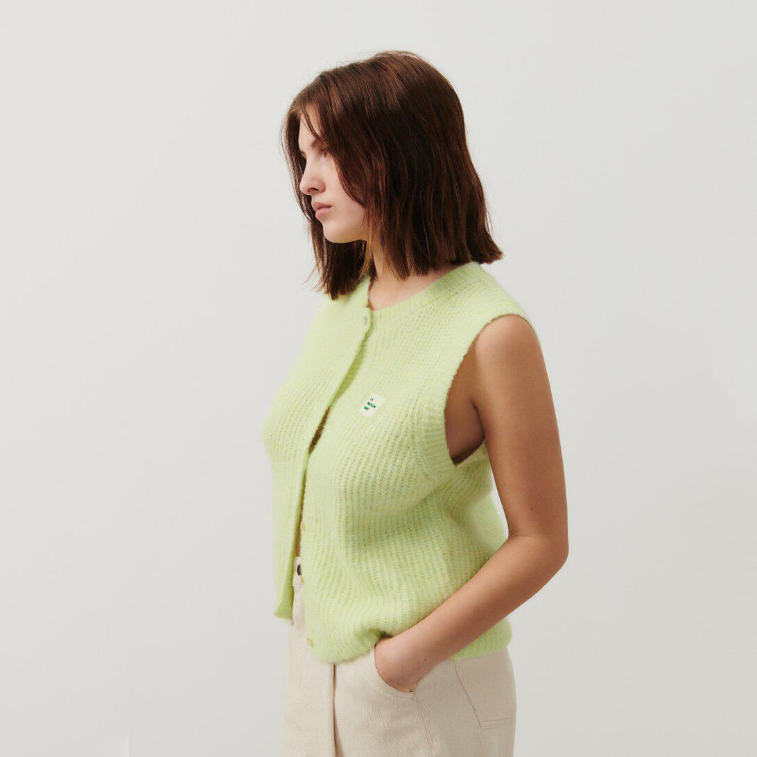 Women Fluo Green Knit Gilet