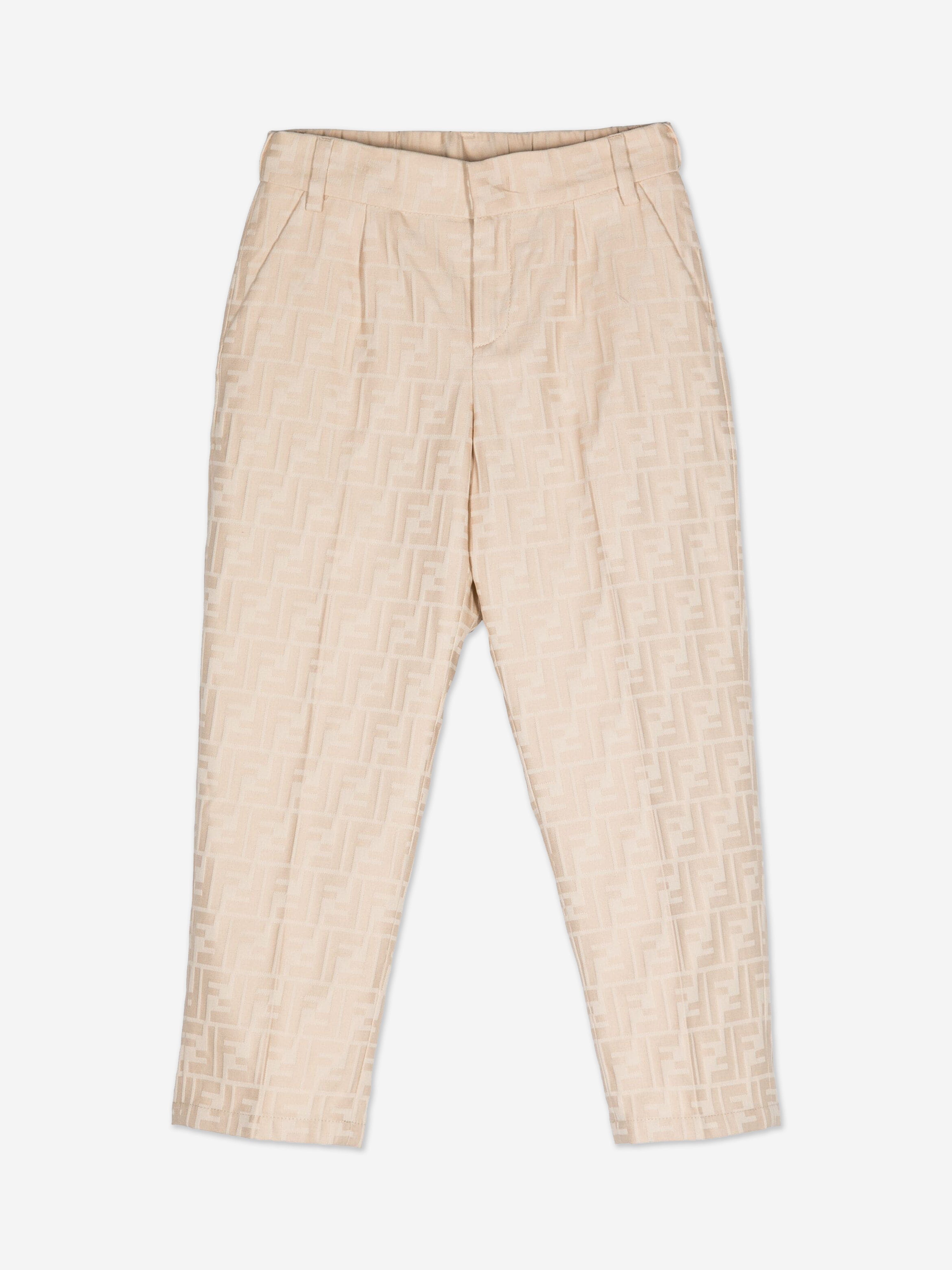 Boys FF Jacquard Trousers in Beige