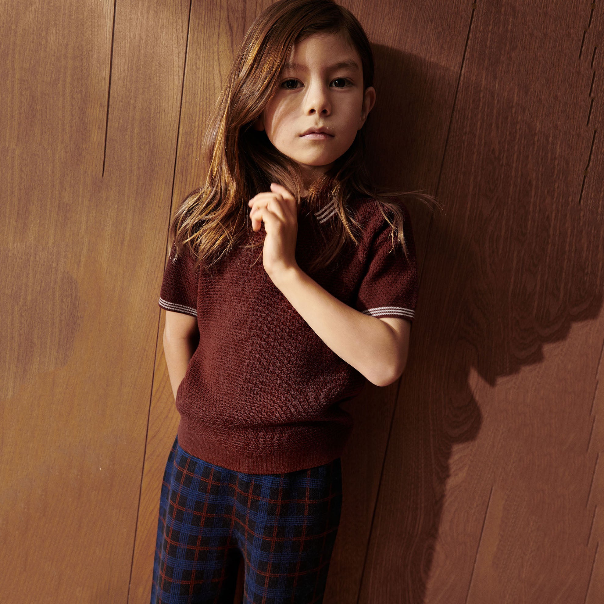 Boys & Girls Wine Red Wool Polo Shirt