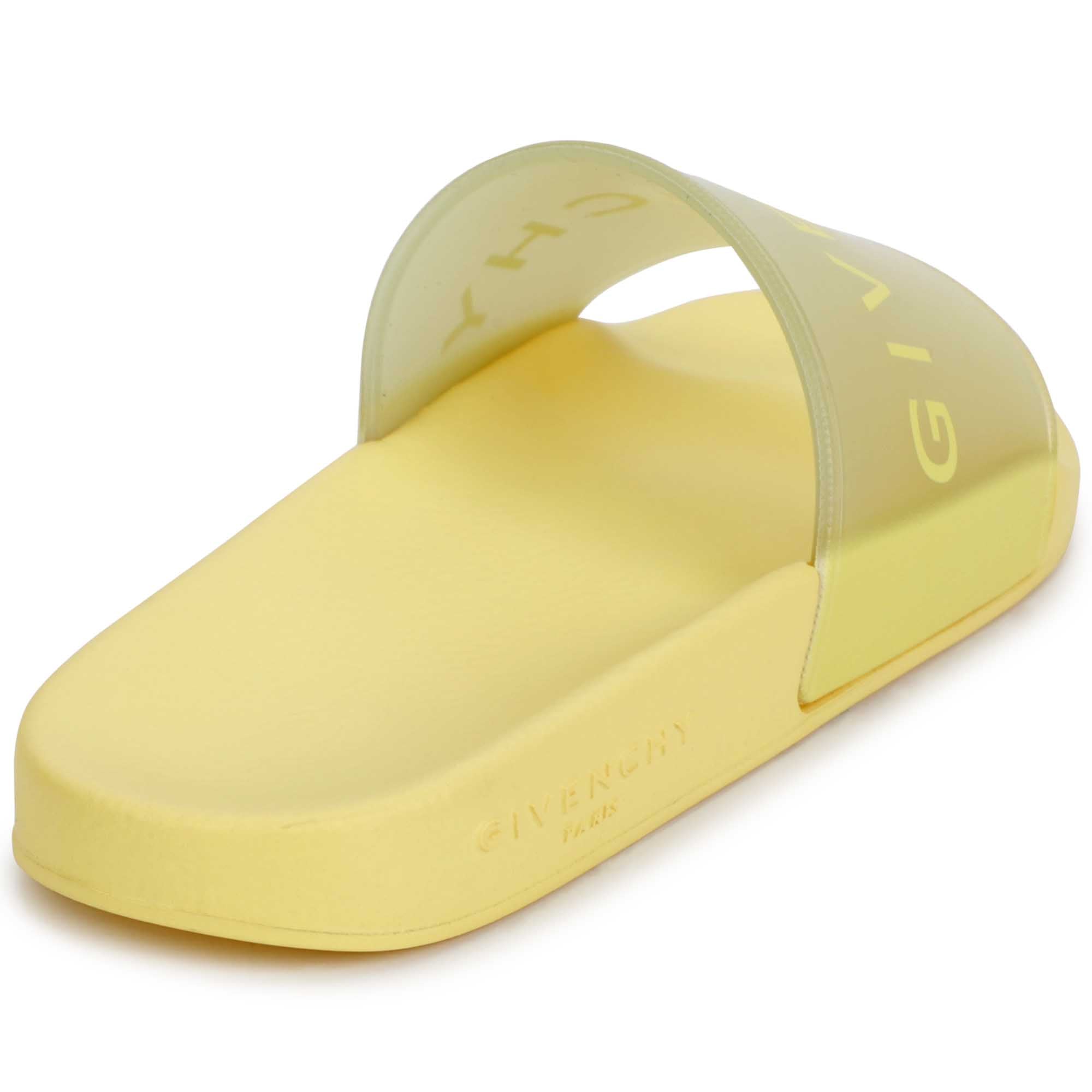 Girls Yellow Logo Slippers