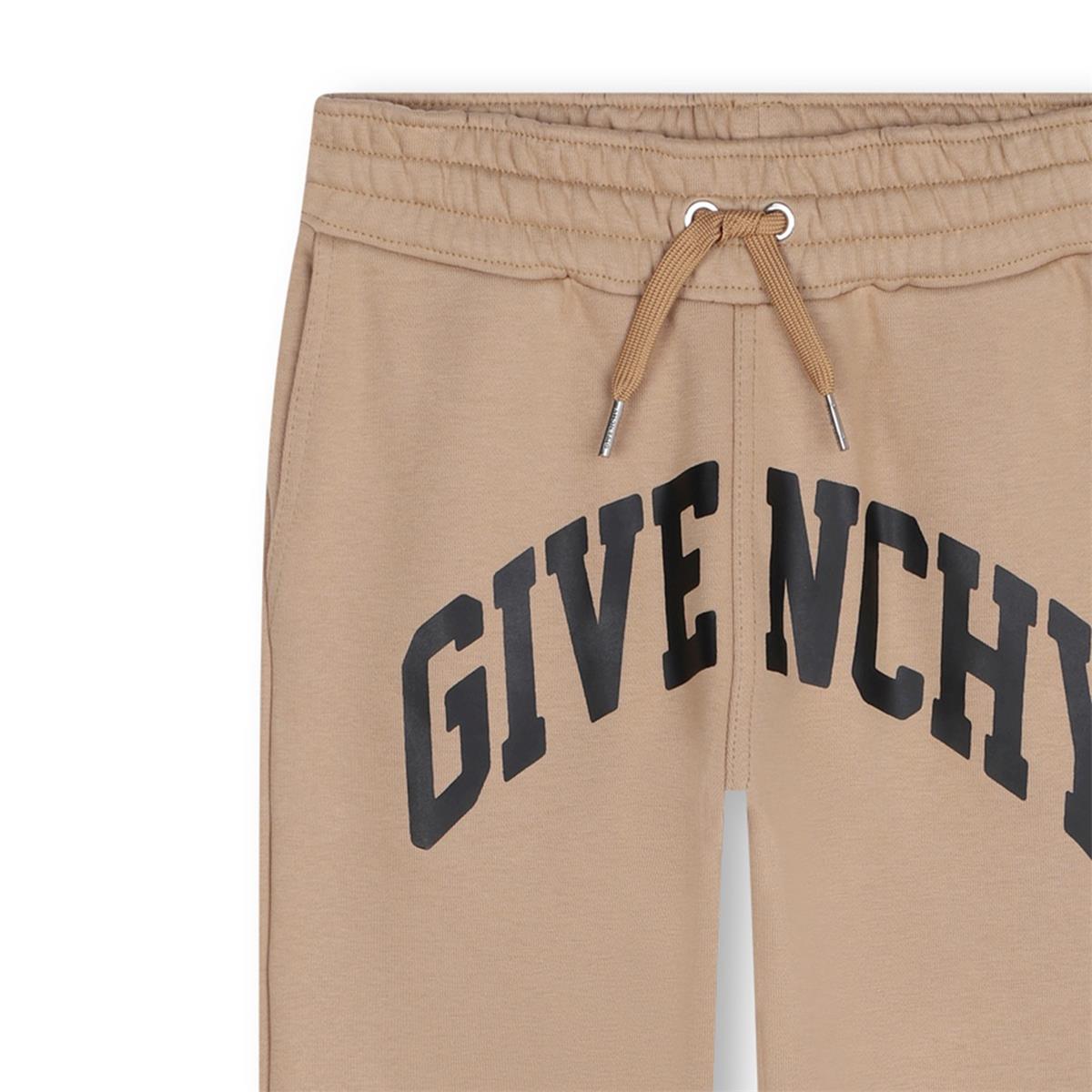 Boys Beige Logo Cotton Trousers