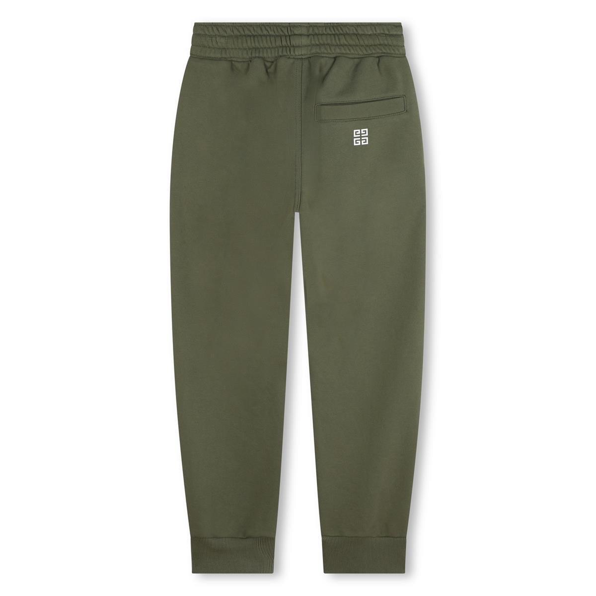 Boys Green Logo Cotton Trousers