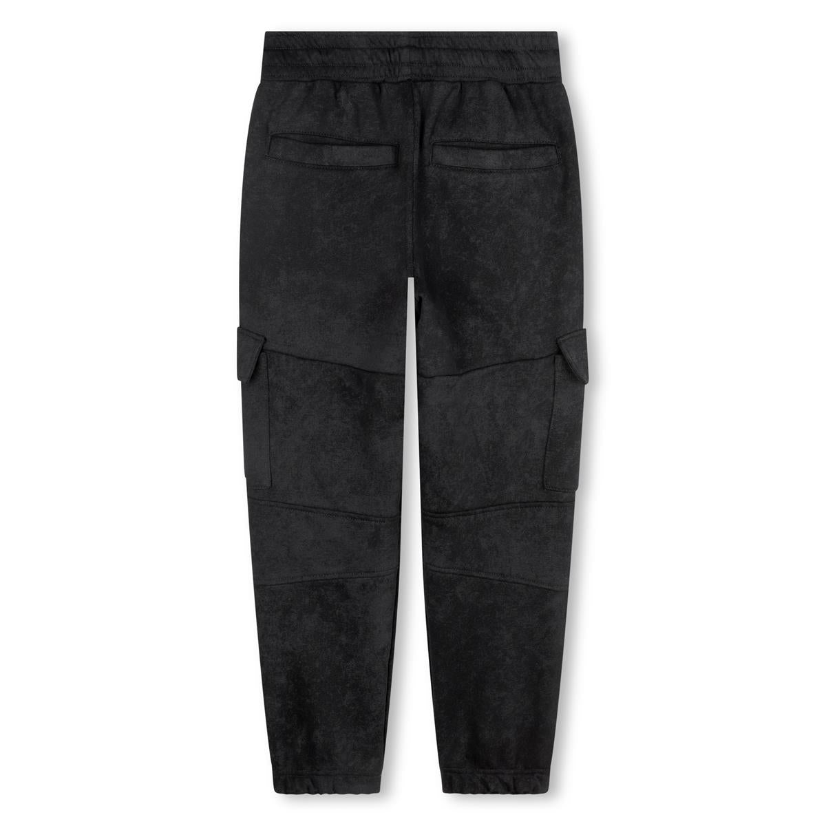 Boys Black Logo Cotton Trousers